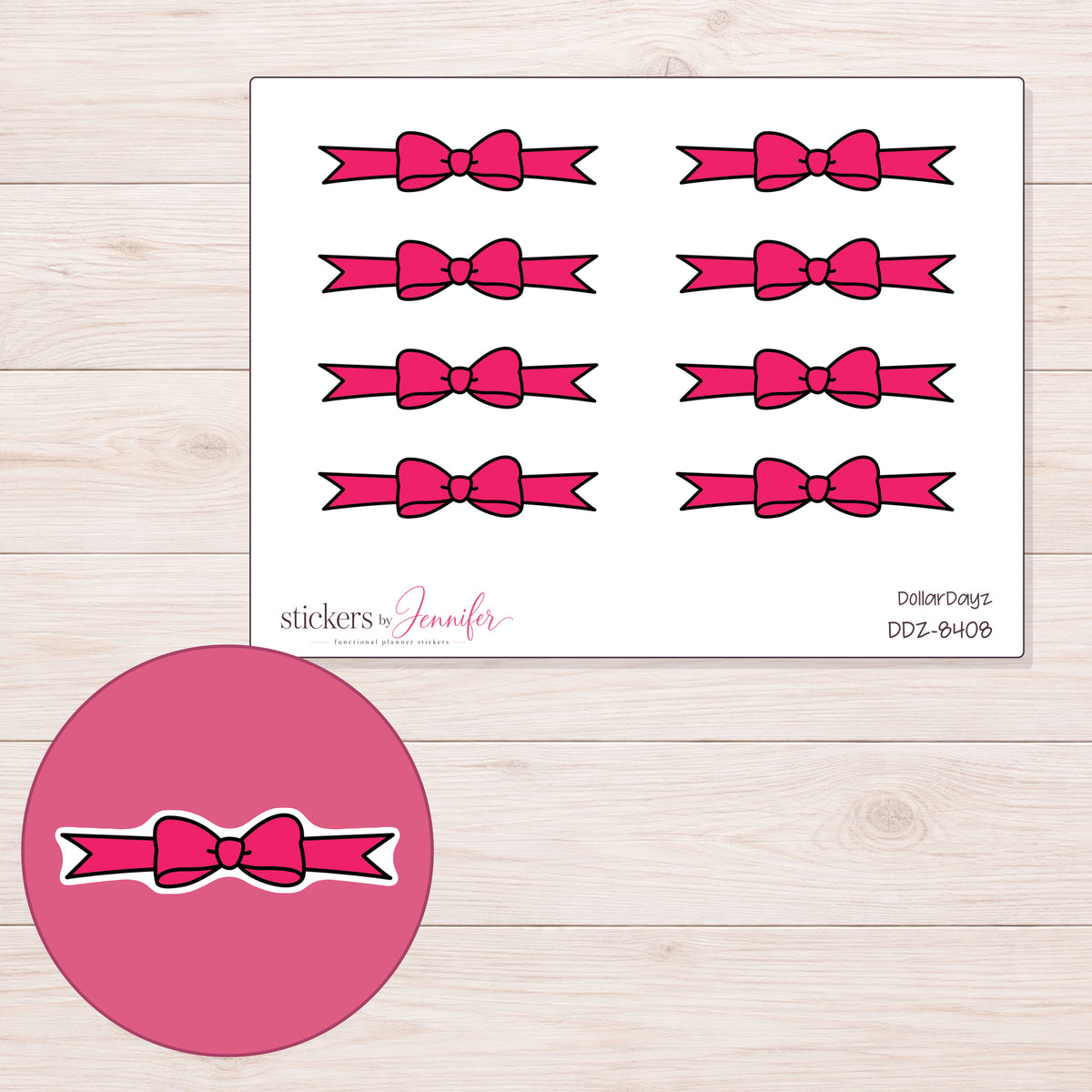 DDZ-8408 planner sticker sheet with enlarged sticker detail