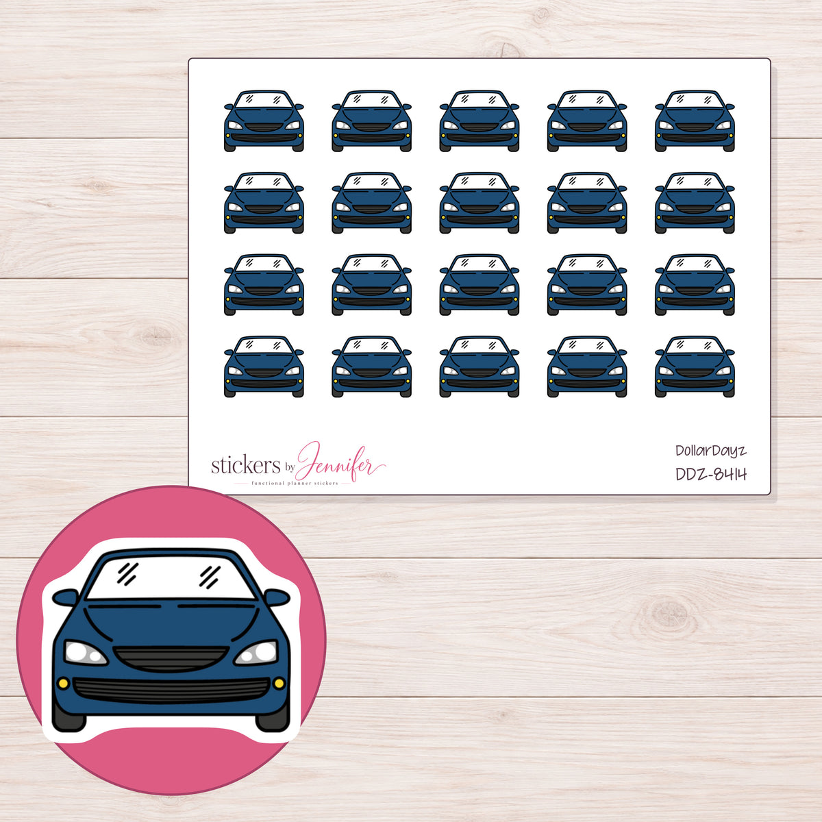 DDZ-8414 planner sticker sheet with enlarged sticker detail