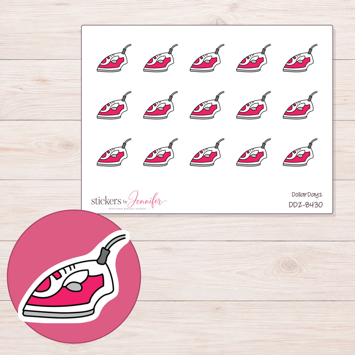 DDZ-8430 planner sticker sheet with enlarged sticker detail