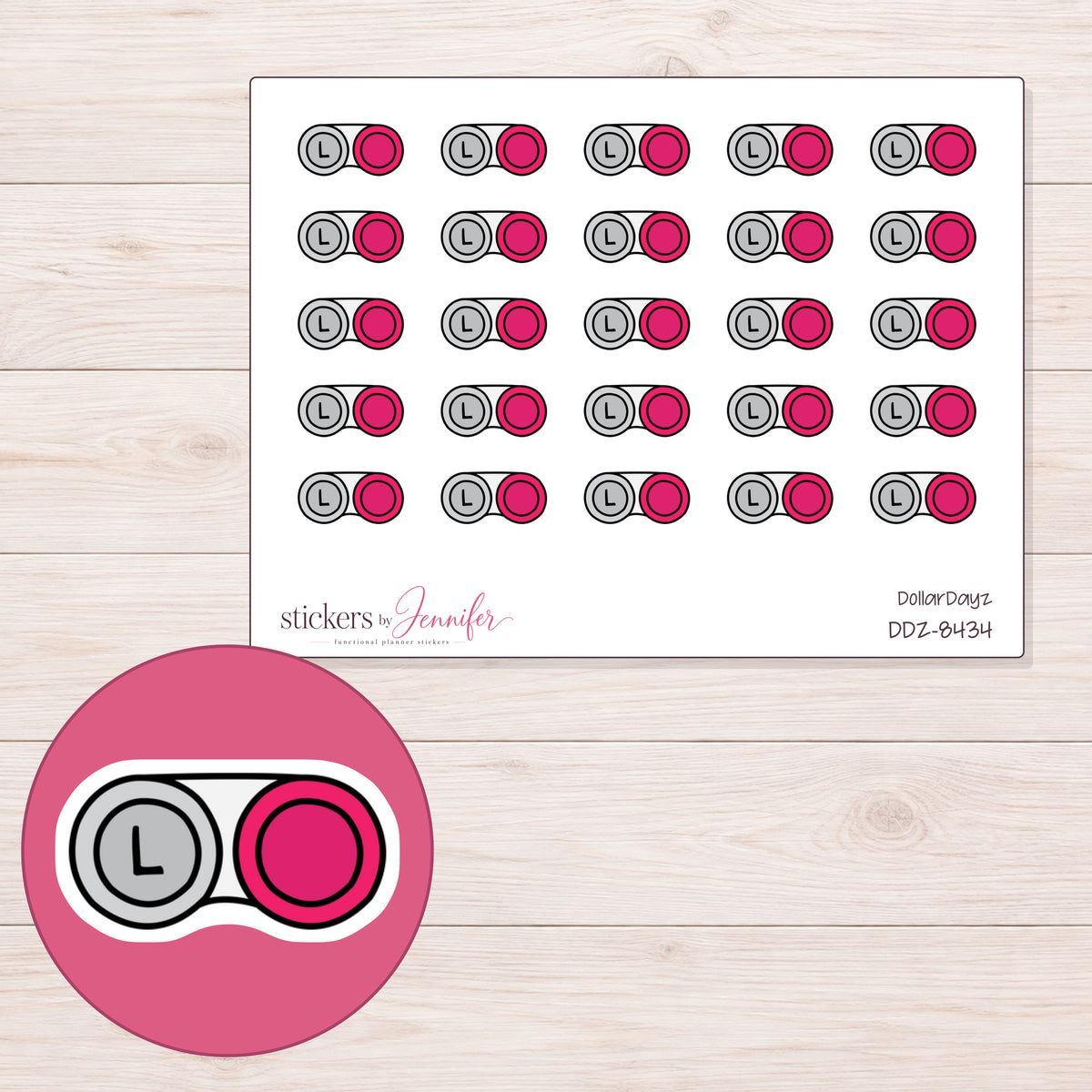 DDZ-8434 planner sticker sheet with enlarged sticker detail