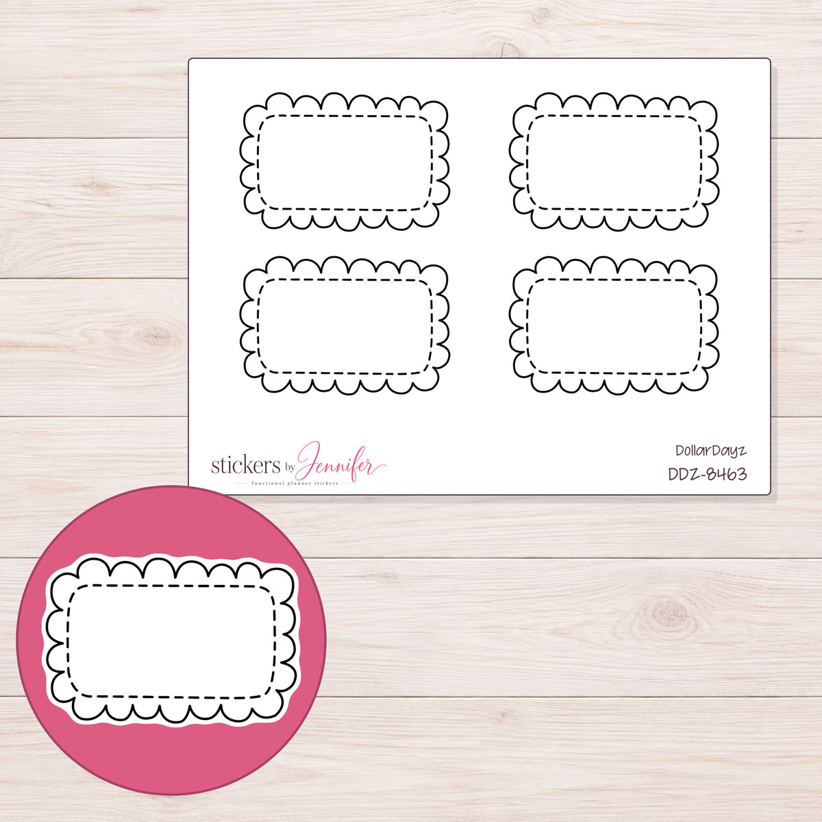 DDZ-8463 planner sticker sheet with enlarged sticker detail