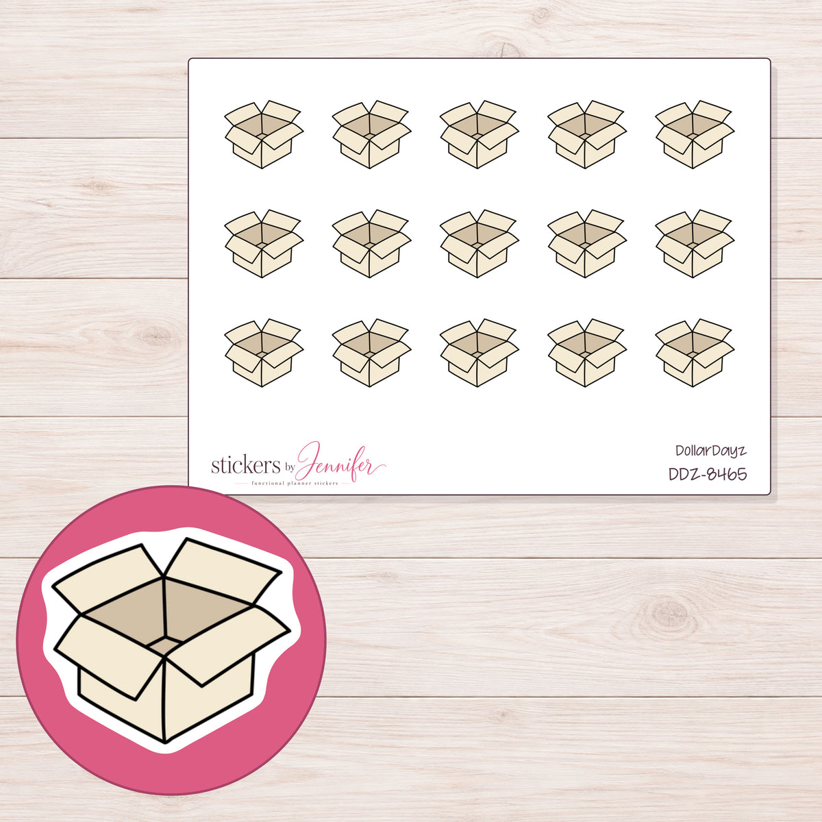 DDZ-8465 planner sticker sheet with enlarged sticker detail