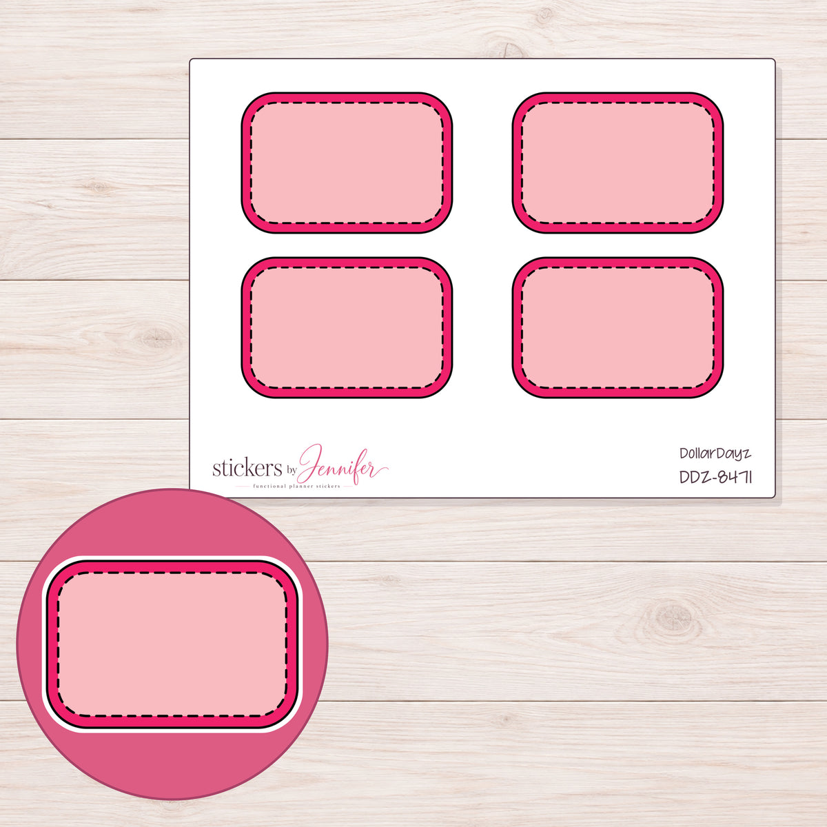 DDZ-8471 planner sticker sheet with enlarged sticker detail
