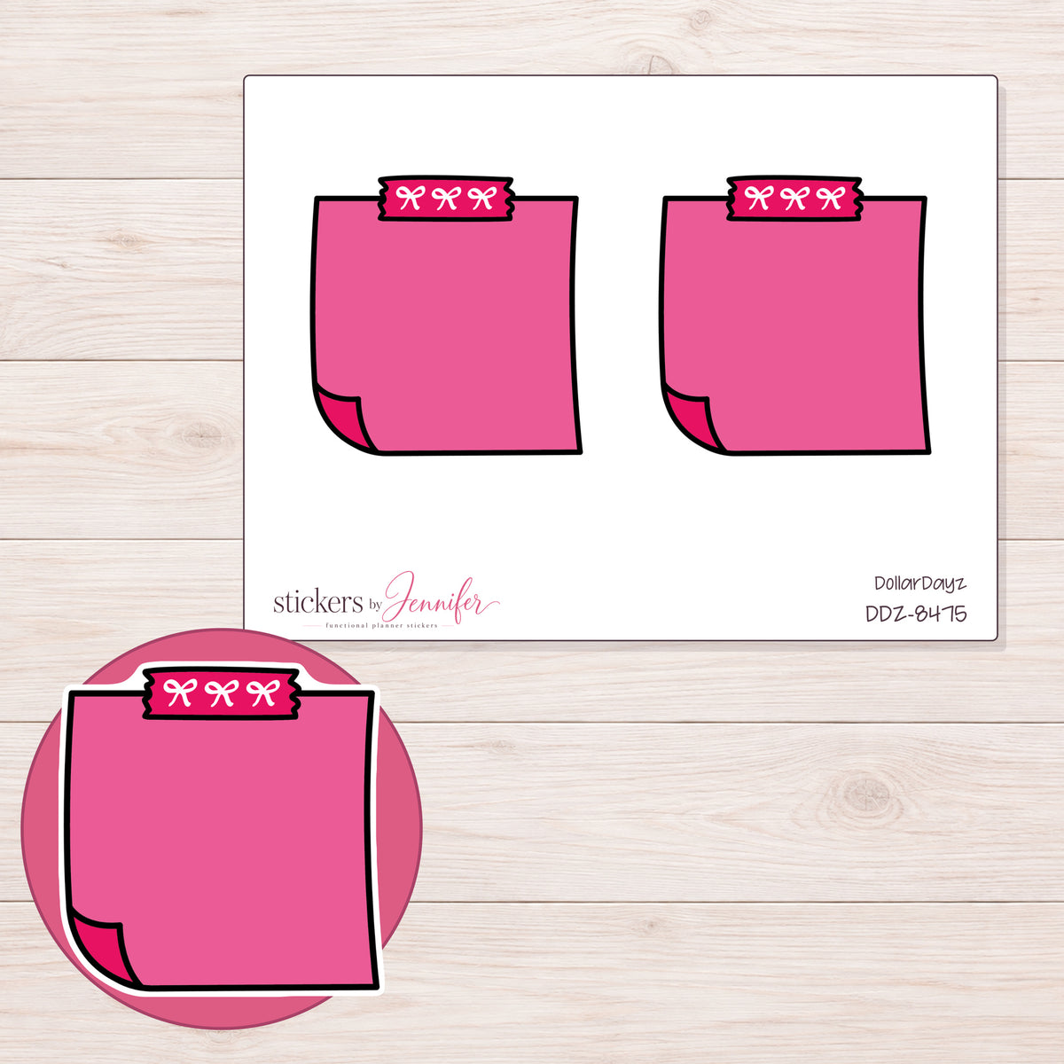 DDZ-8475 planner sticker sheet with enlarged sticker detail