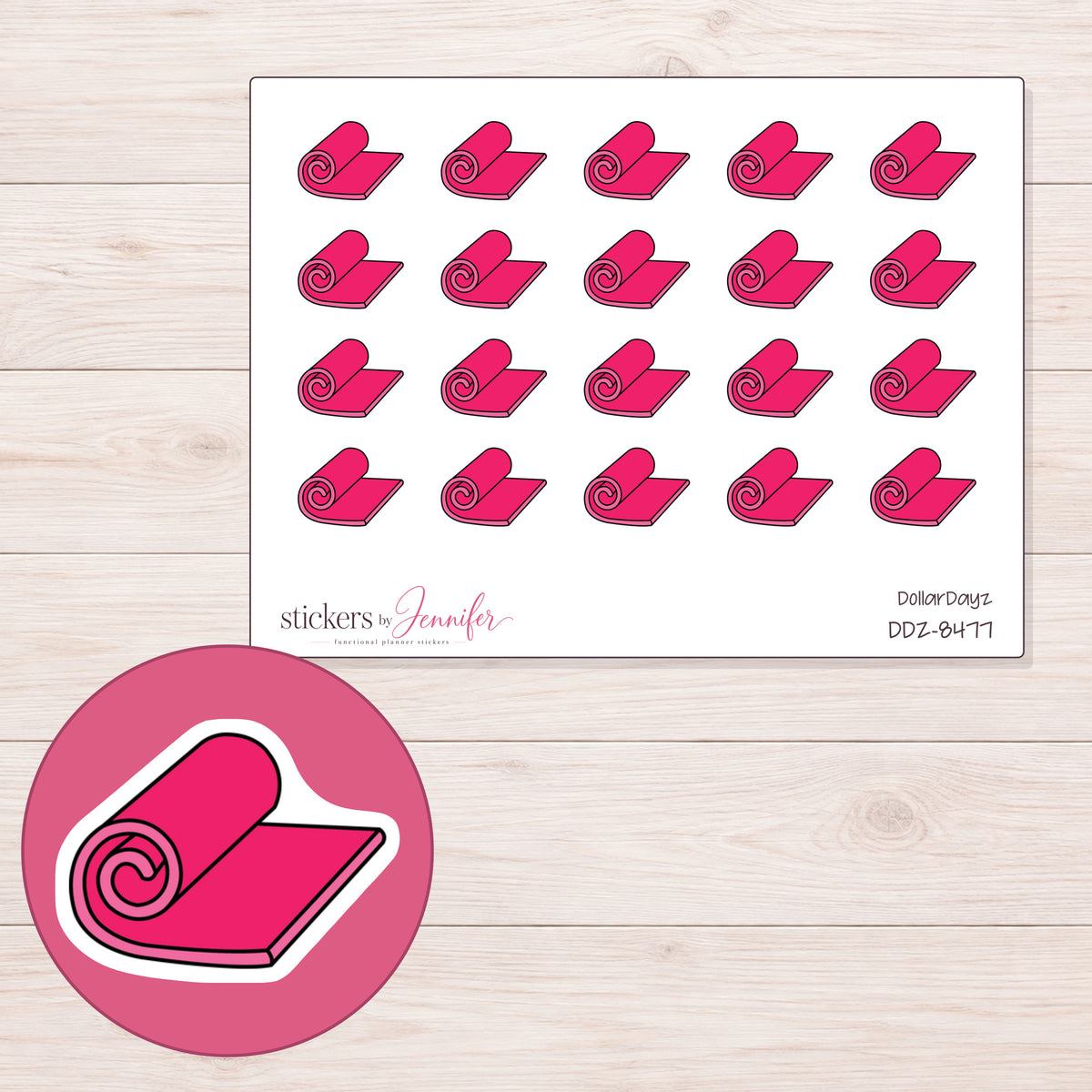 DDZ-8477 planner sticker sheet with enlarged sticker detail