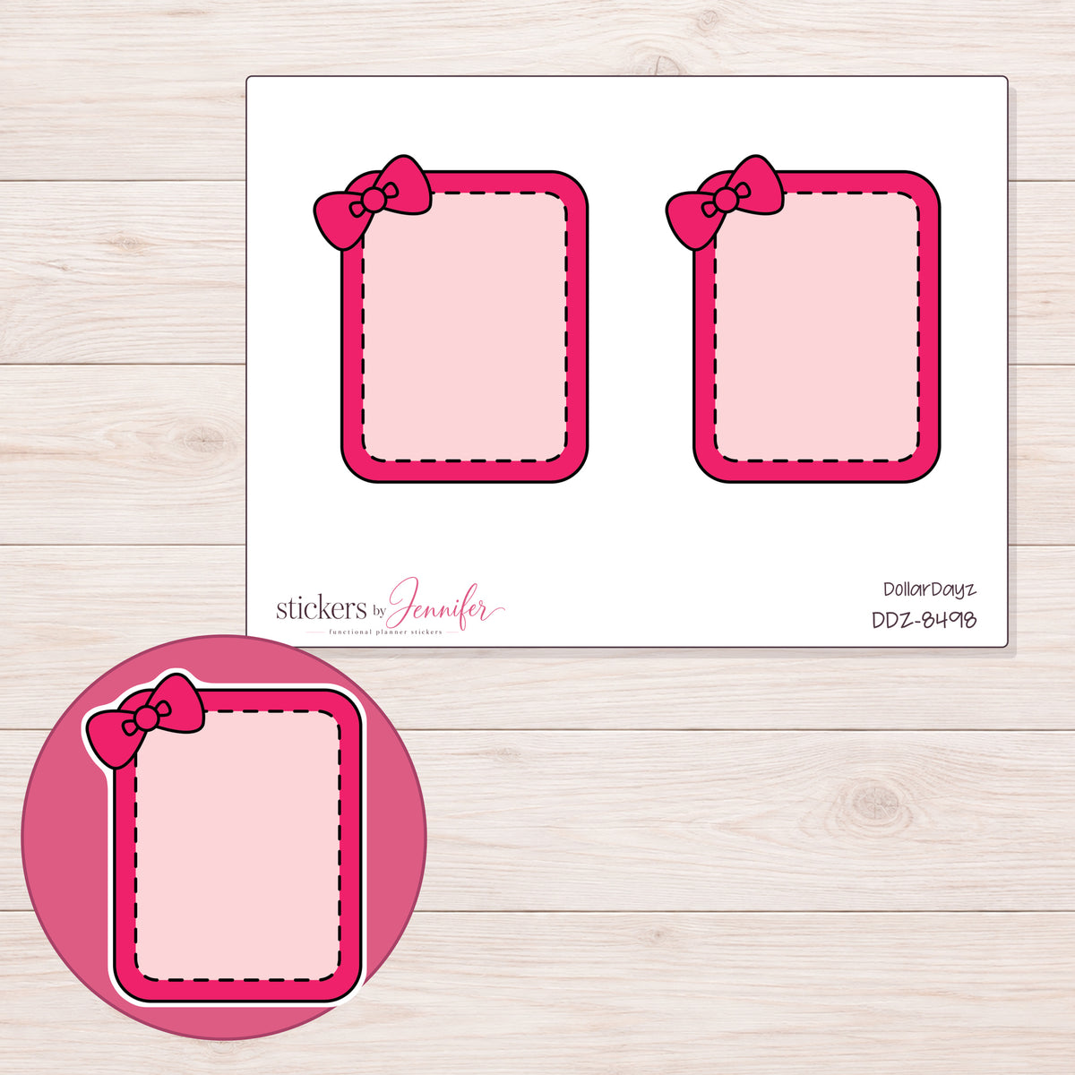 DDZ-8498 planner sticker sheet with enlarged sticker detail