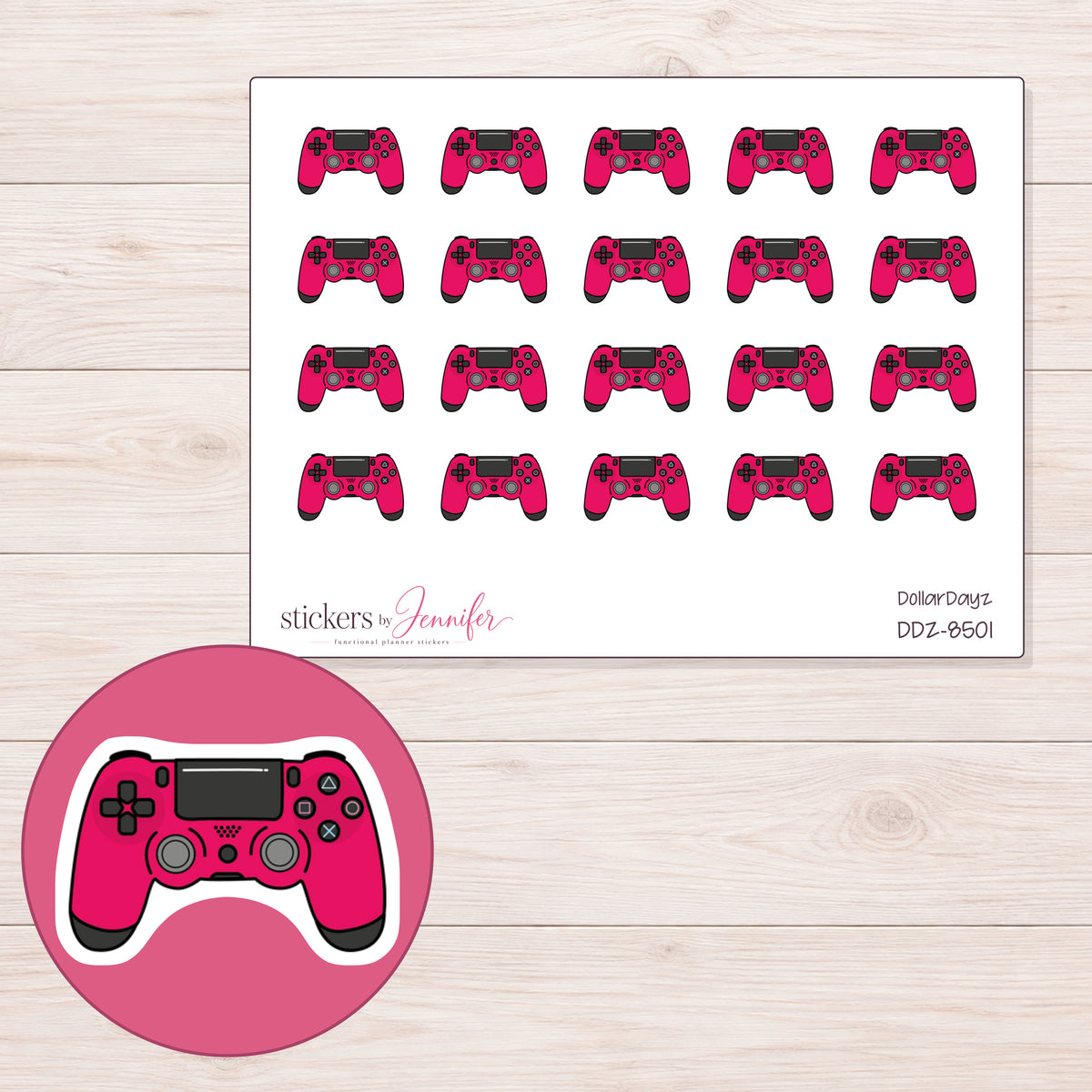 DDZ-8501 planner sticker sheet with enlarged sticker detail