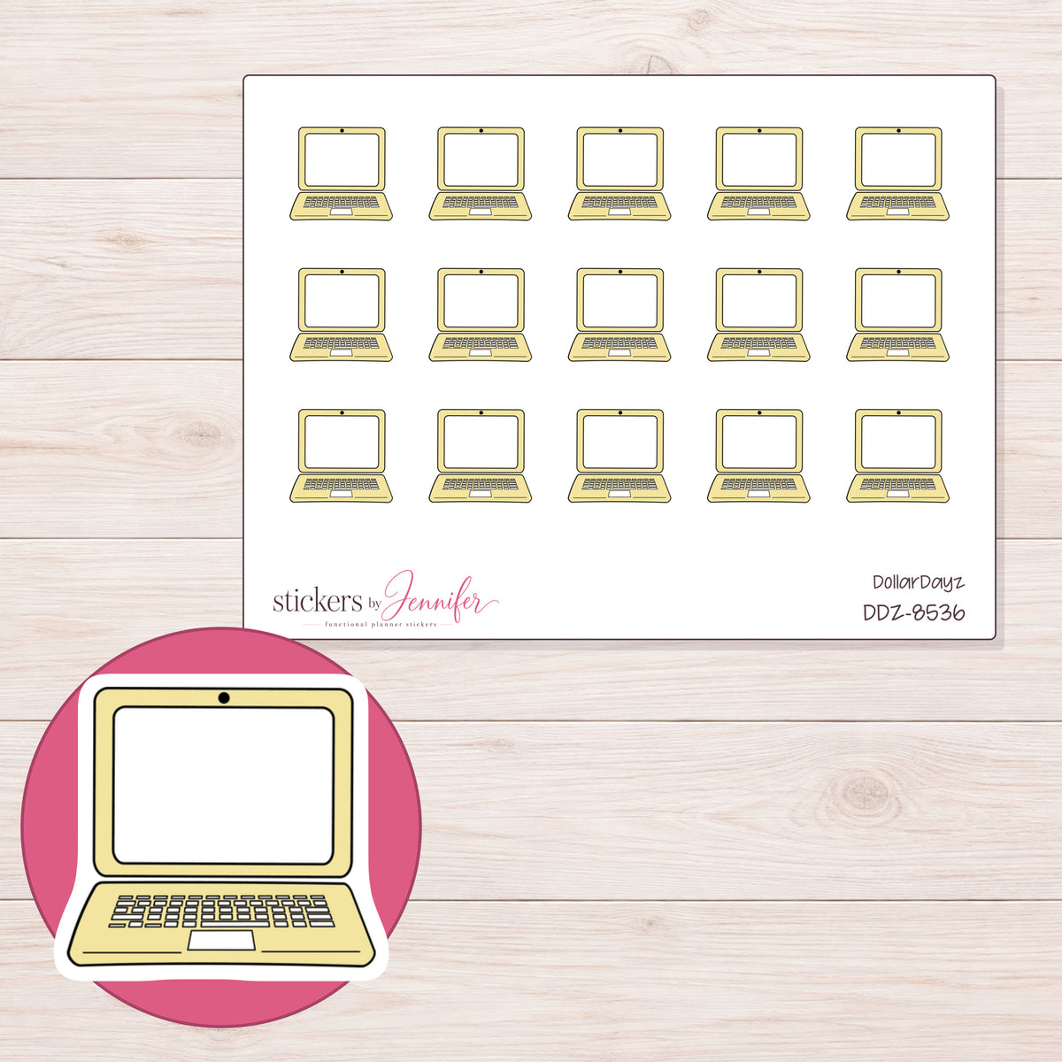 DDZ-8536 planner sticker sheet with enlarged sticker detail