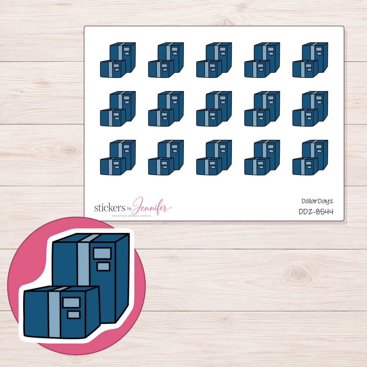 DDZ-8544 planner sticker sheet with enlarged sticker detail