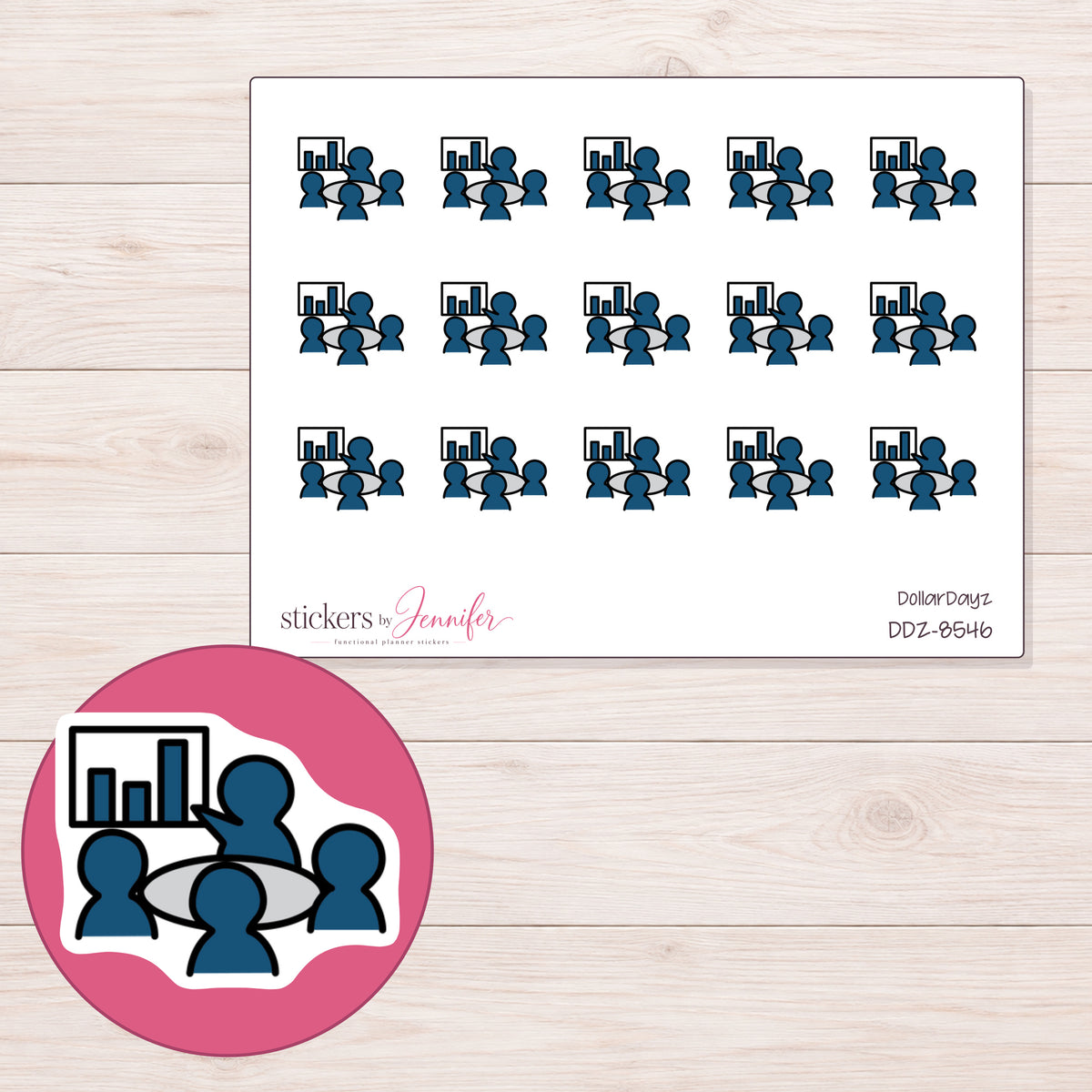 DDZ-8546 planner sticker sheet with enlarged sticker detail