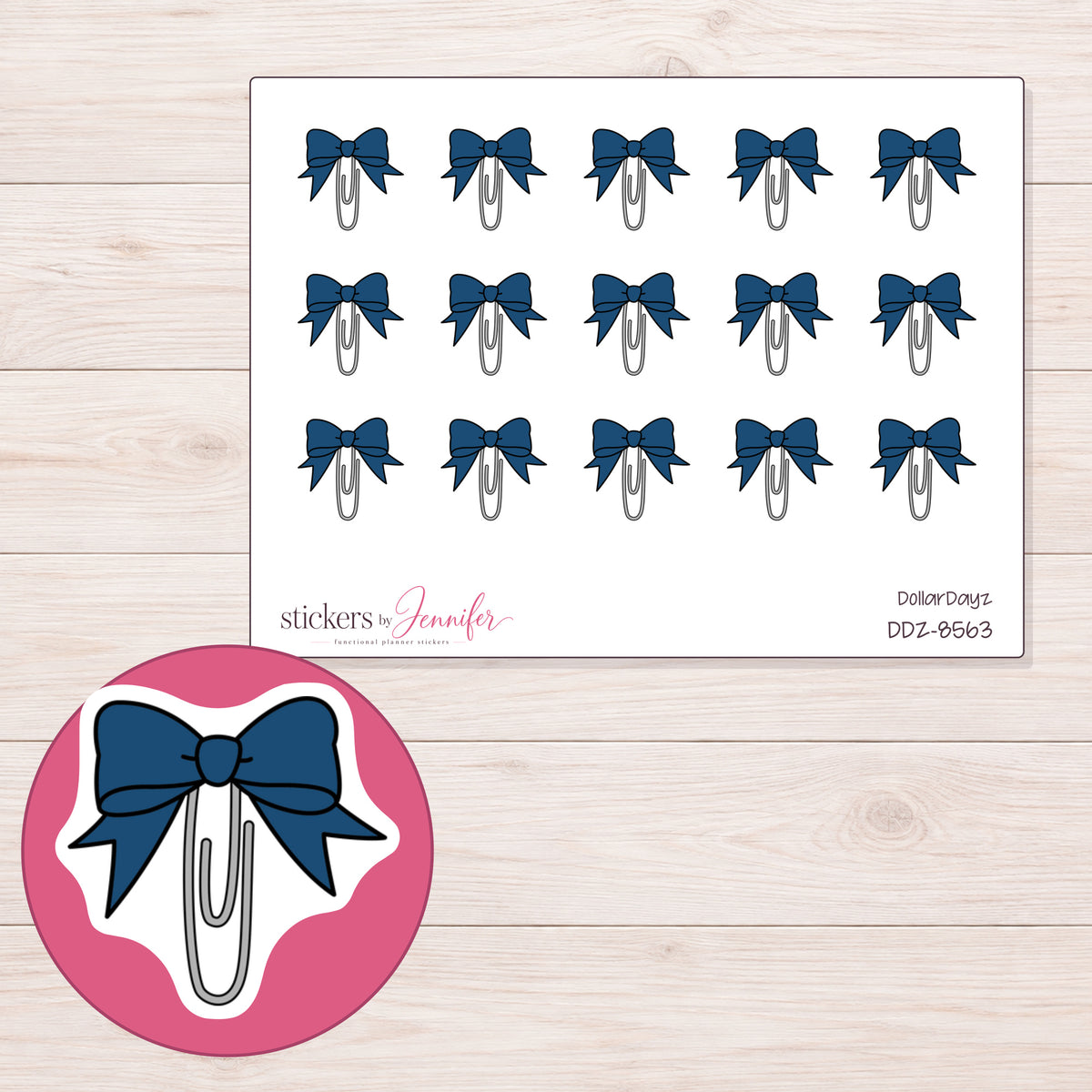 DDZ-8563 planner sticker sheet with enlarged sticker detail