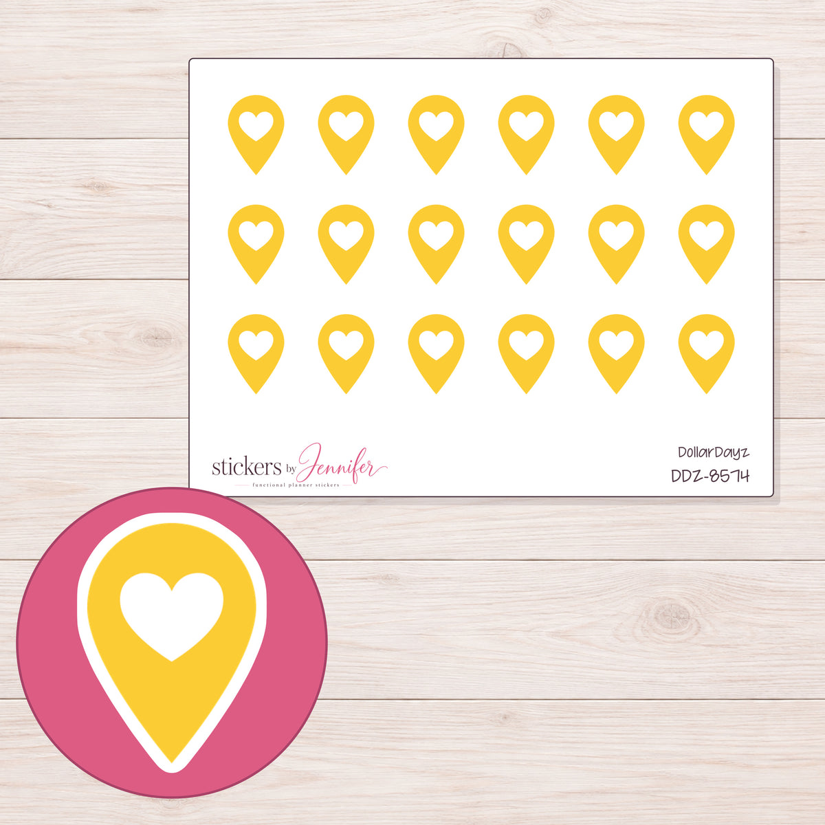 DDZ-8574 planner sticker sheet with enlarged sticker detail