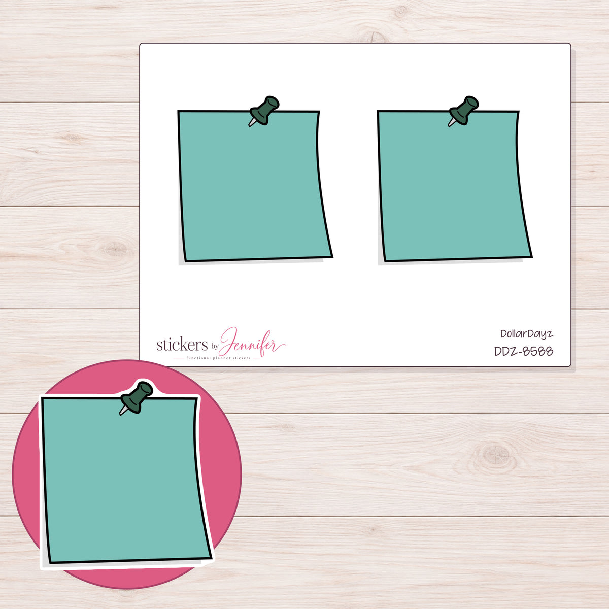 DDZ-8588 planner sticker sheet with enlarged sticker detail