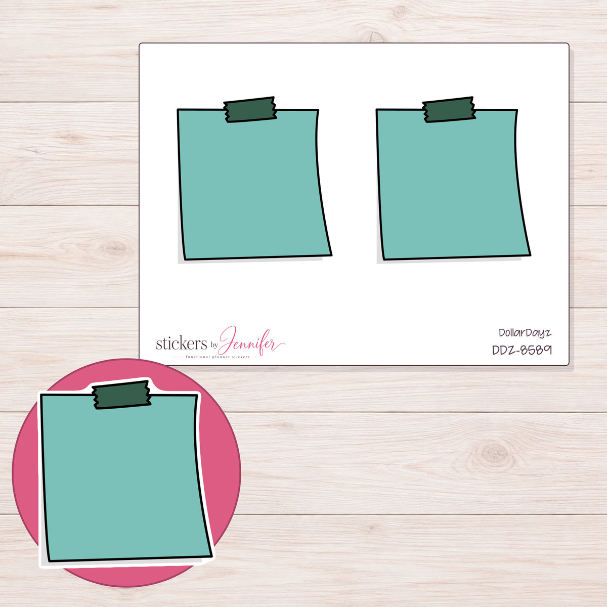 DDZ-8589 planner sticker sheet with enlarged sticker detail