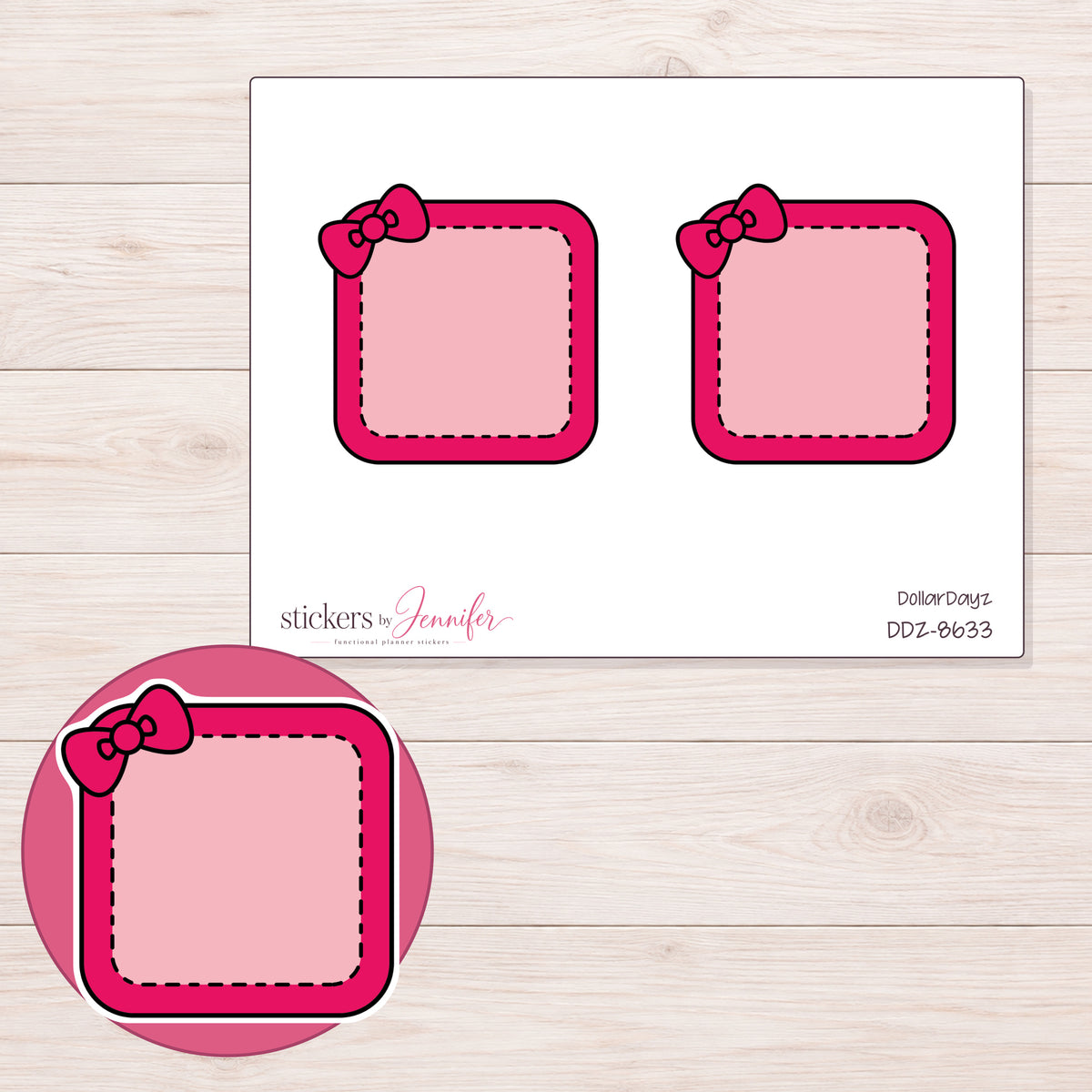 DDZ-8633 planner sticker sheet with enlarged sticker detail