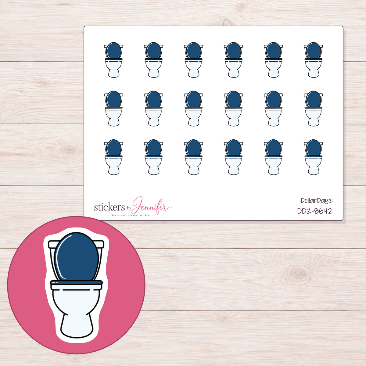 DDZ-8642 planner sticker sheet with enlarged sticker detail