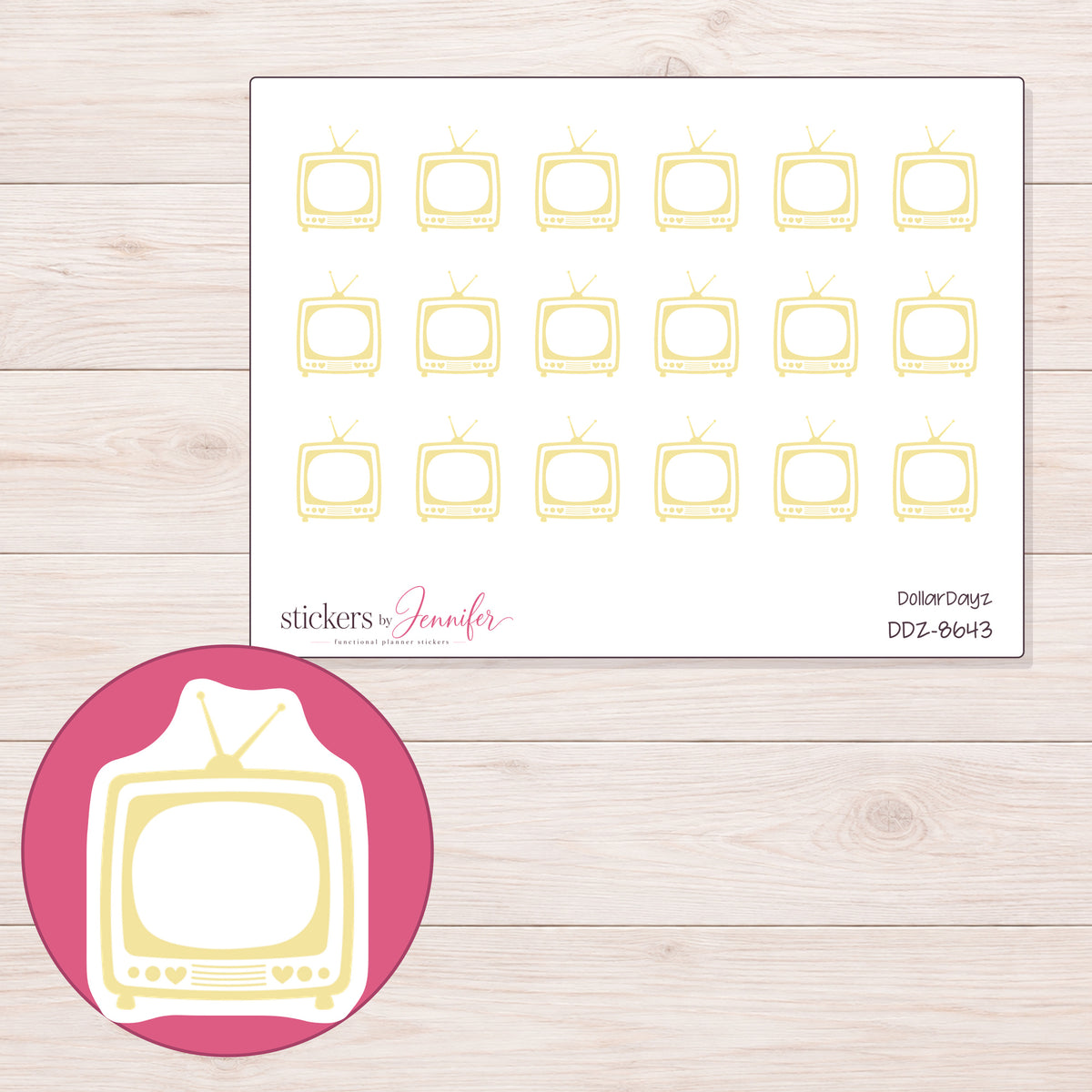 DDZ-8643 planner sticker sheet with enlarged sticker detail