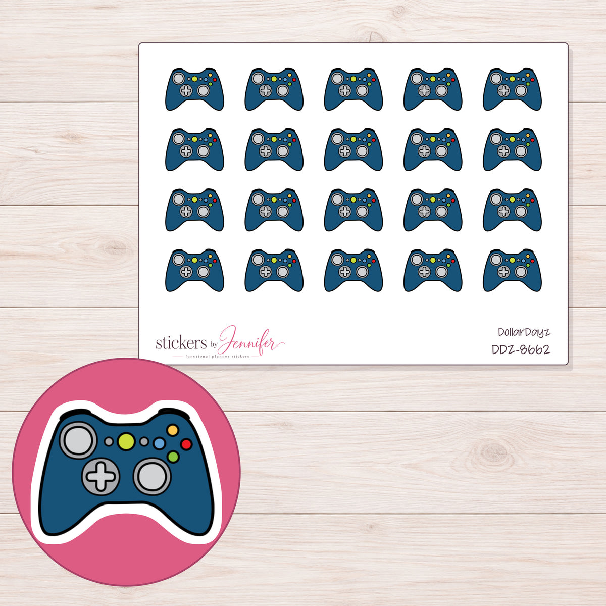 DDZ-8662 planner sticker sheet with enlarged sticker detail