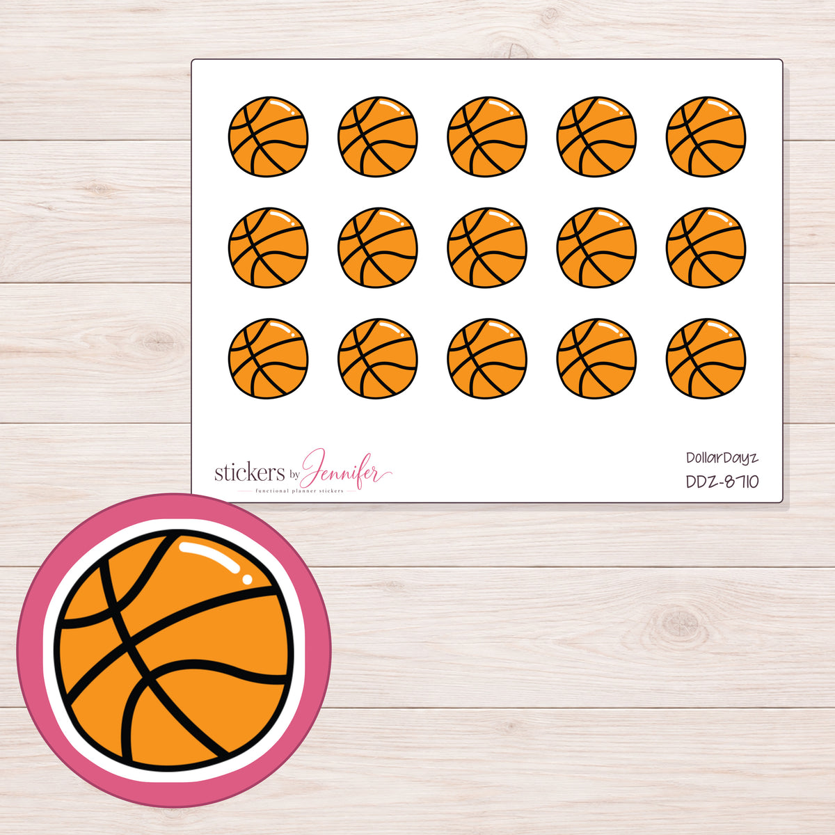 DDZ-8710 planner sticker sheet with enlarged sticker detail