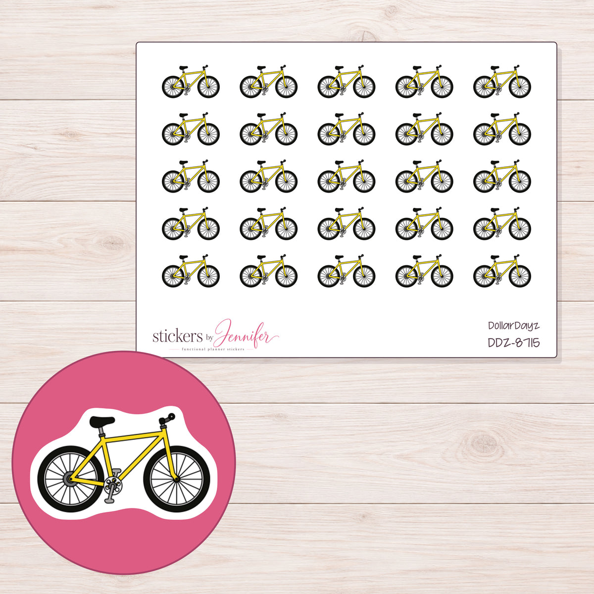 DDZ-8715 planner sticker sheet with enlarged sticker detail