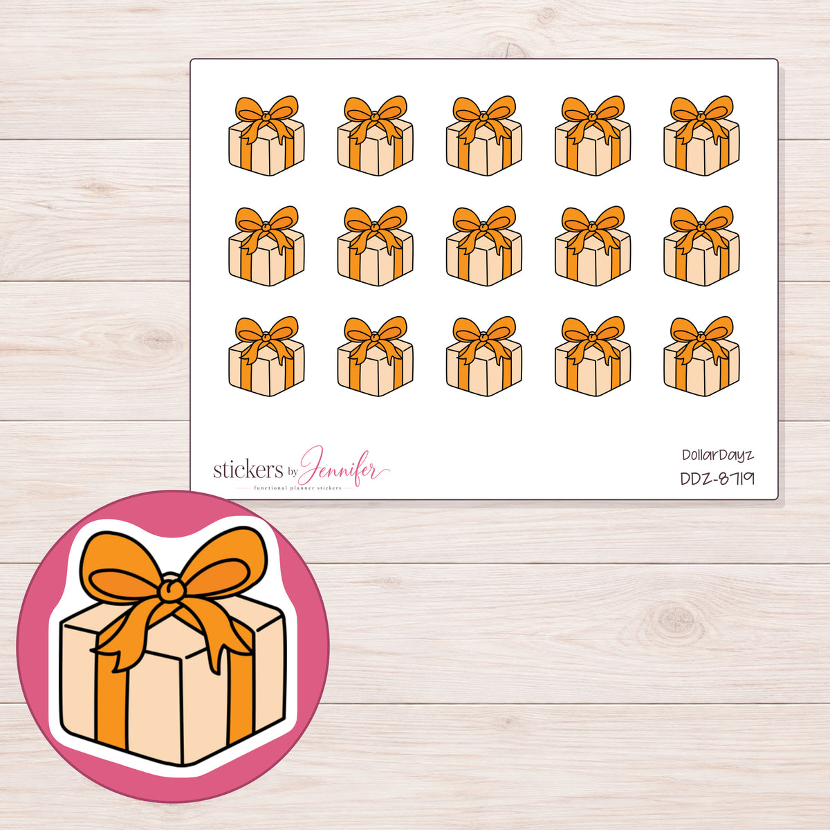 DDZ-8719 planner sticker sheet with enlarged sticker detail