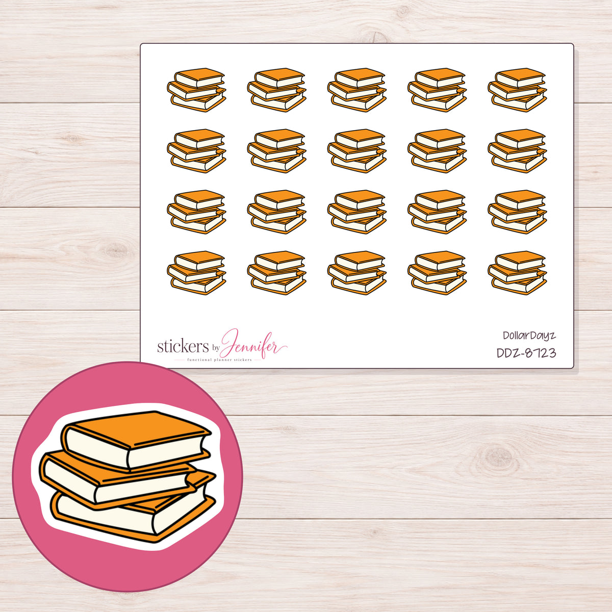 DDZ-8723 planner sticker sheet with enlarged sticker detail