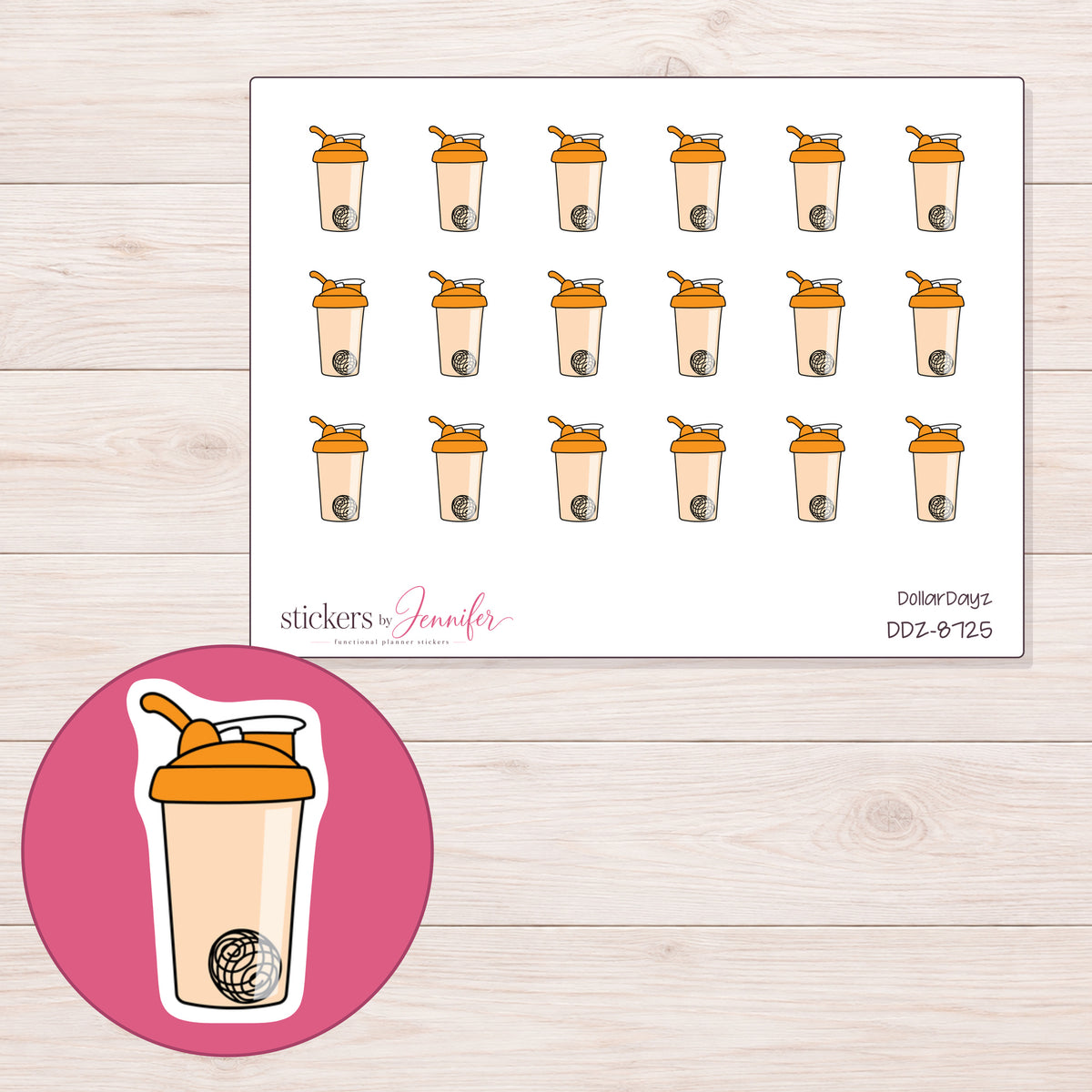 DDZ-8725 planner sticker sheet with enlarged sticker detail