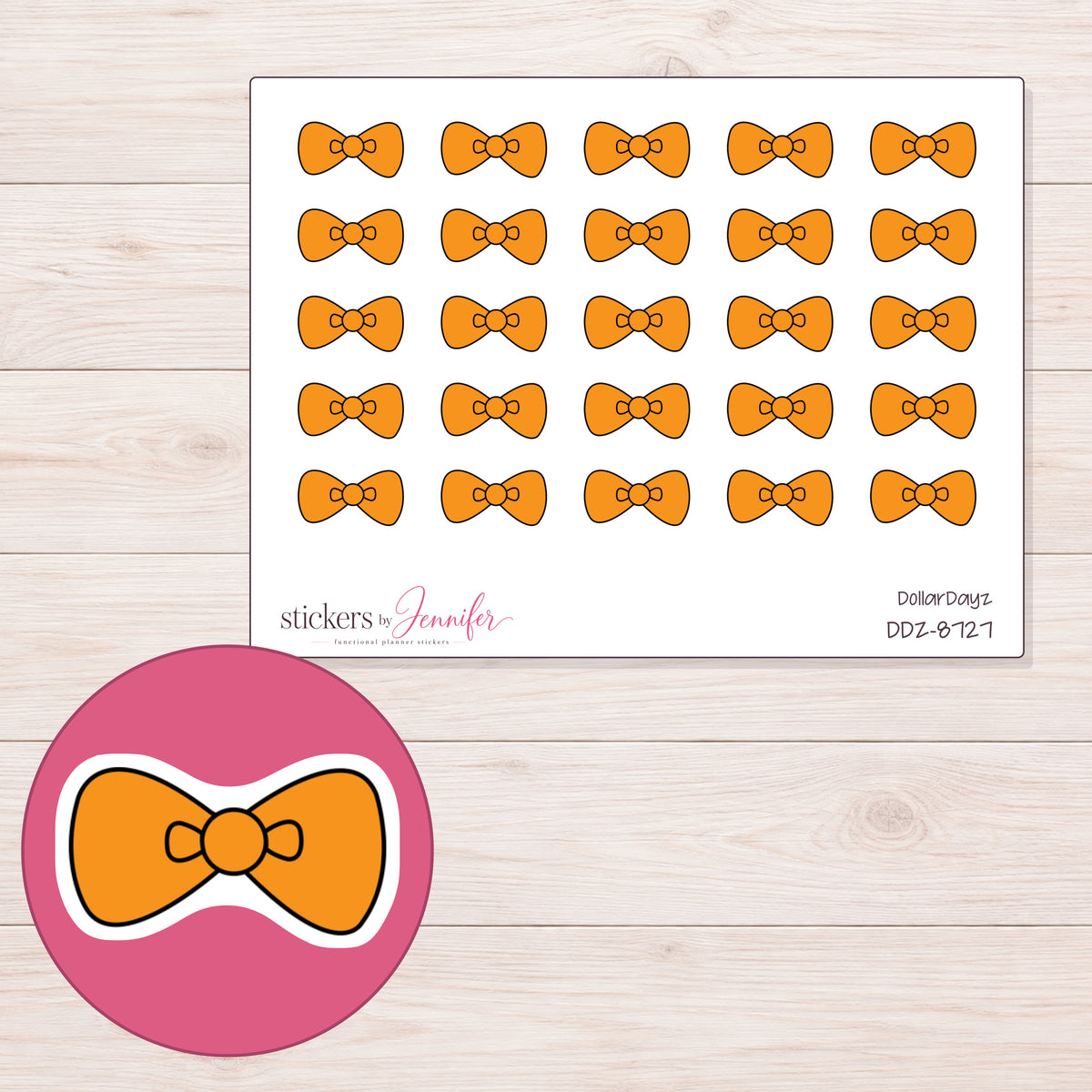 DDZ-8727 planner sticker sheet with enlarged sticker detail