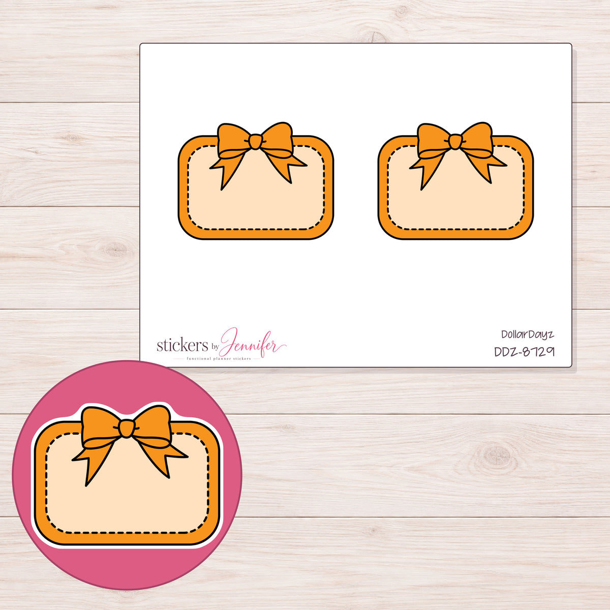 DDZ-8729 planner sticker sheet with enlarged sticker detail