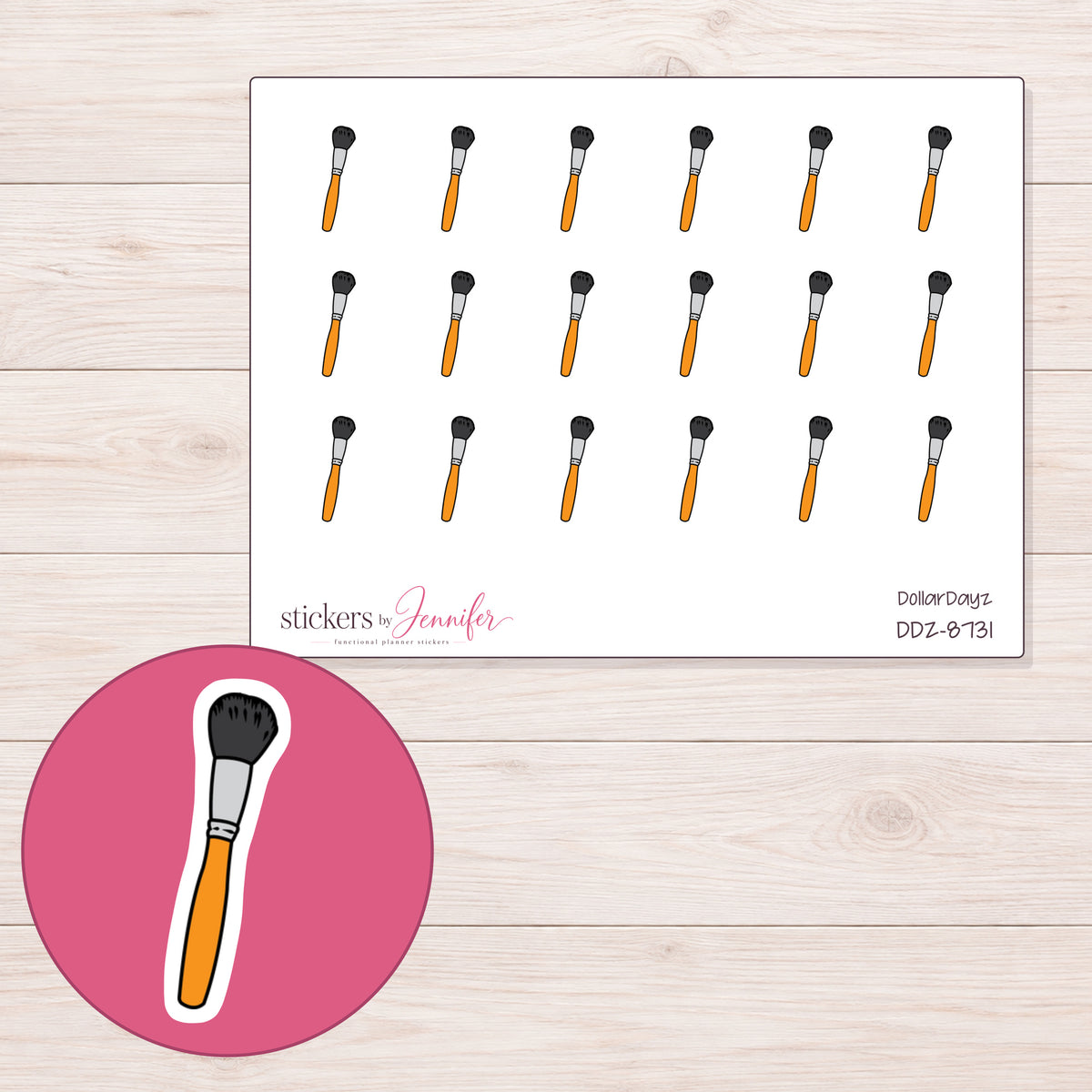DDZ-8731 planner sticker sheet with enlarged sticker detail