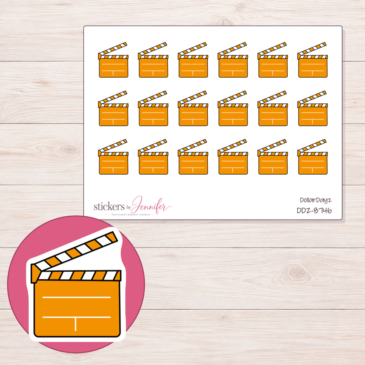 DDZ-8746 planner sticker sheet with enlarged sticker detail