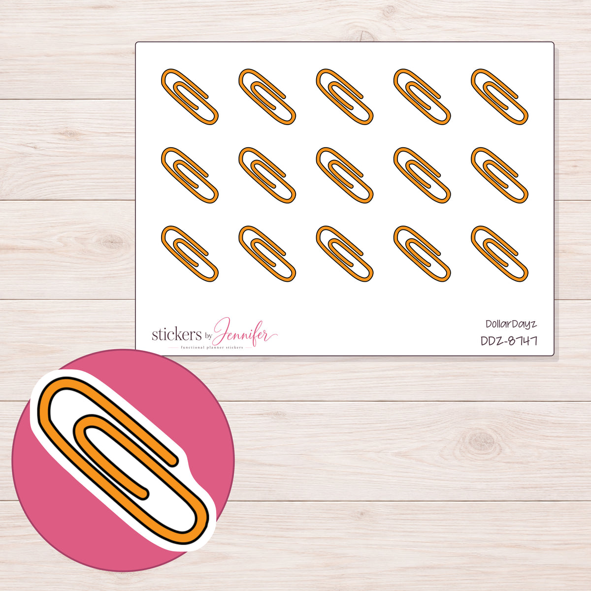 DDZ-8747 planner sticker sheet with enlarged sticker detail