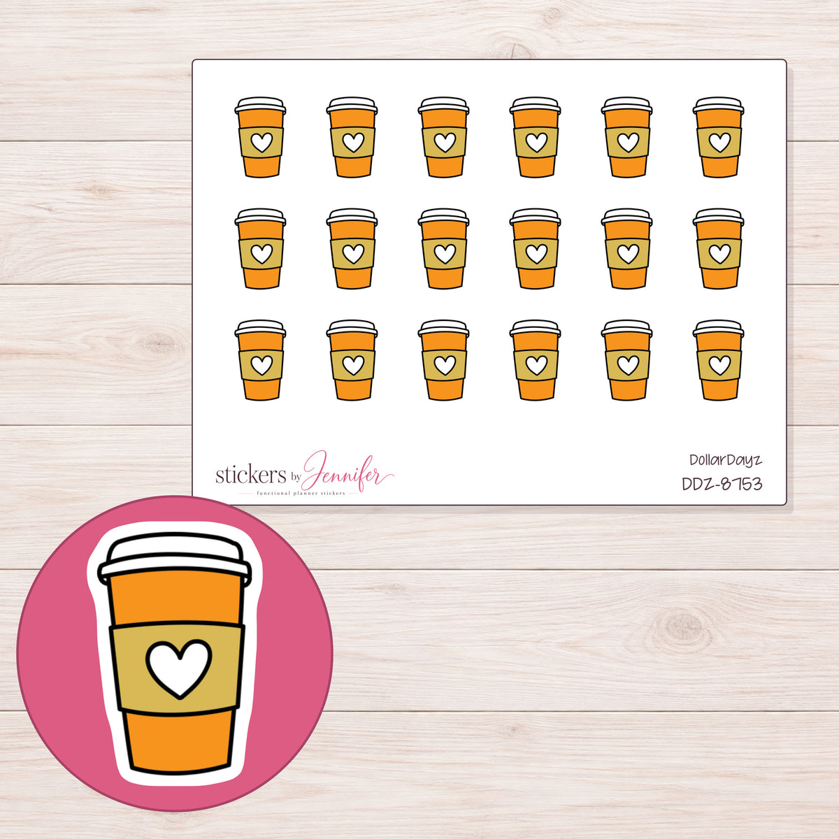 DDZ-8753 planner sticker sheet with enlarged sticker detail