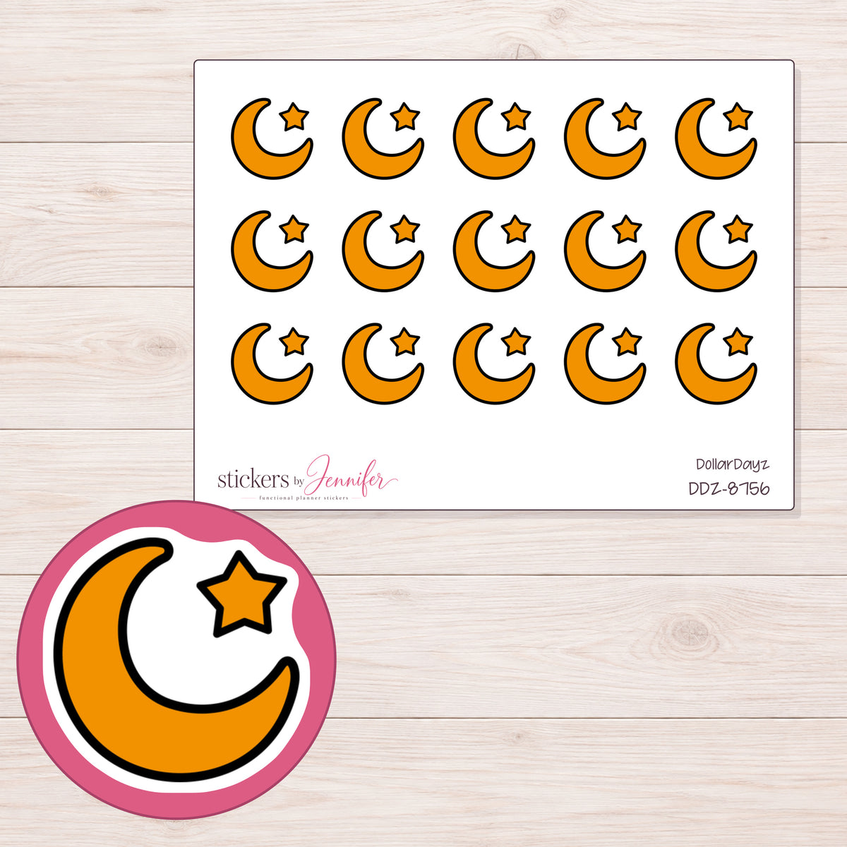 DDZ-8756 planner sticker sheet with enlarged sticker detail