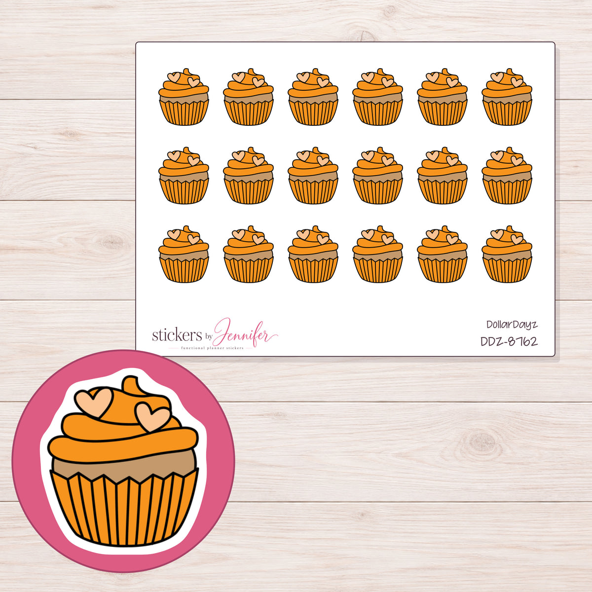 DDZ-8762 planner sticker sheet with enlarged sticker detail