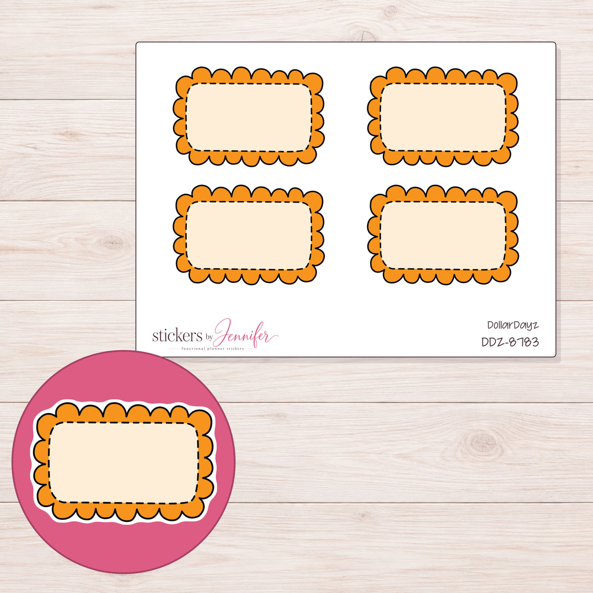 DDZ-8783 planner sticker sheet with enlarged sticker detail