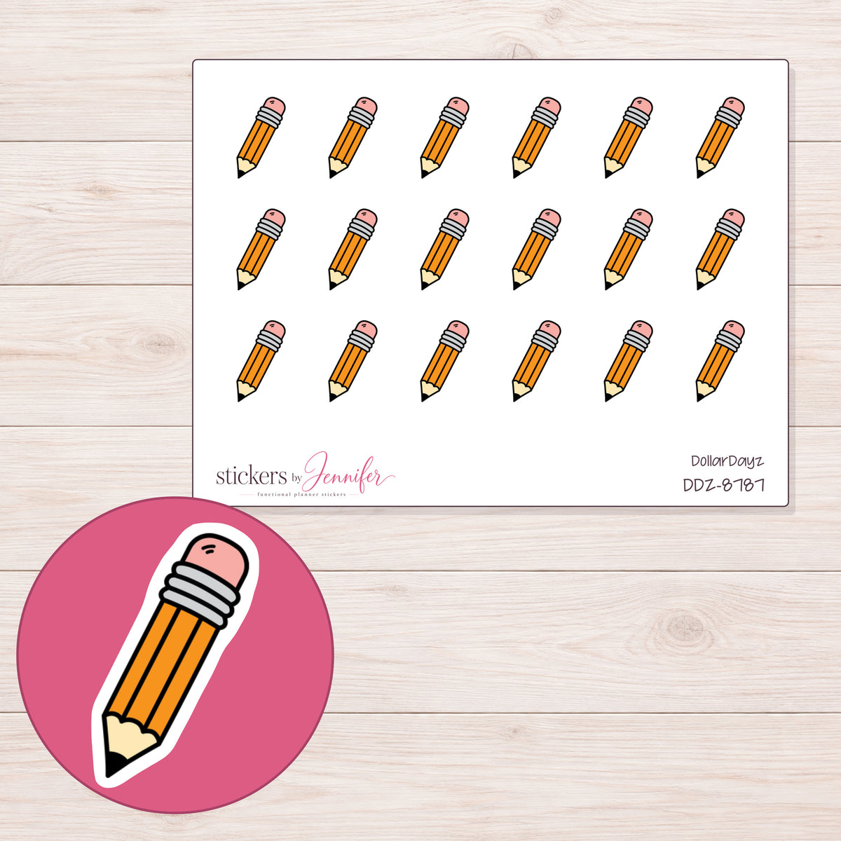 DDZ-8787 planner sticker sheet with enlarged sticker detail