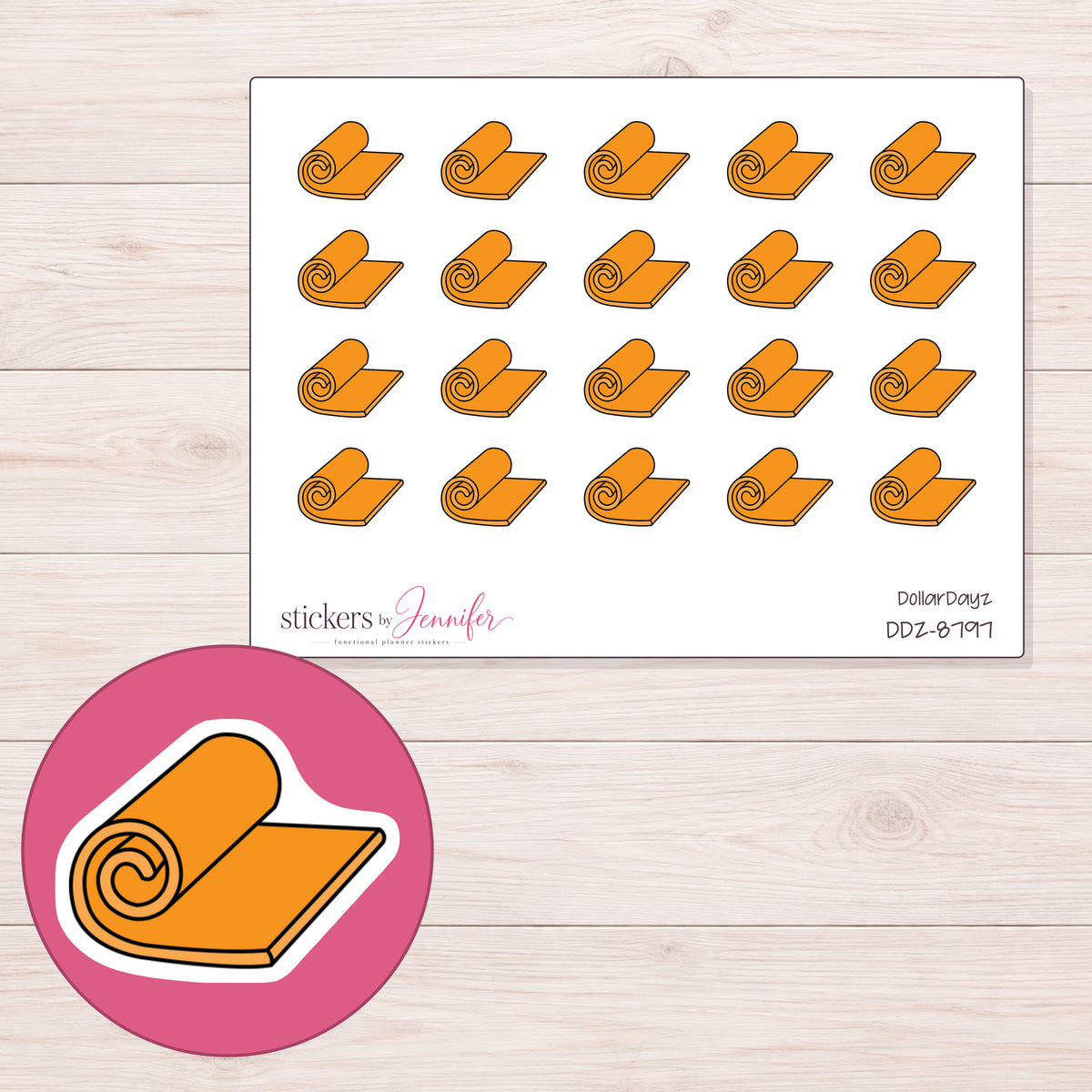 DDZ-8797 planner sticker sheet with enlarged sticker detail
