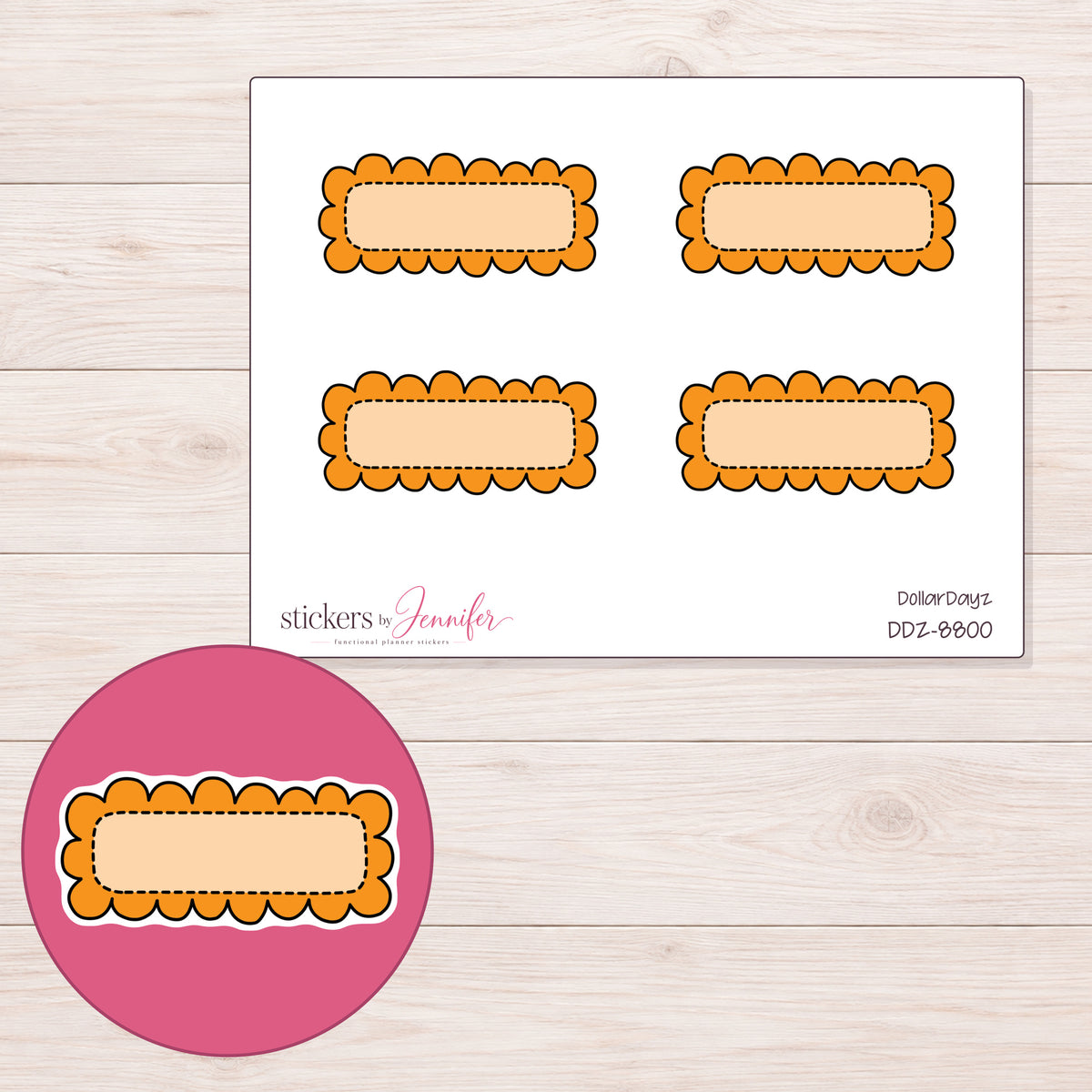 DDZ-8800 planner sticker sheet with enlarged sticker detail