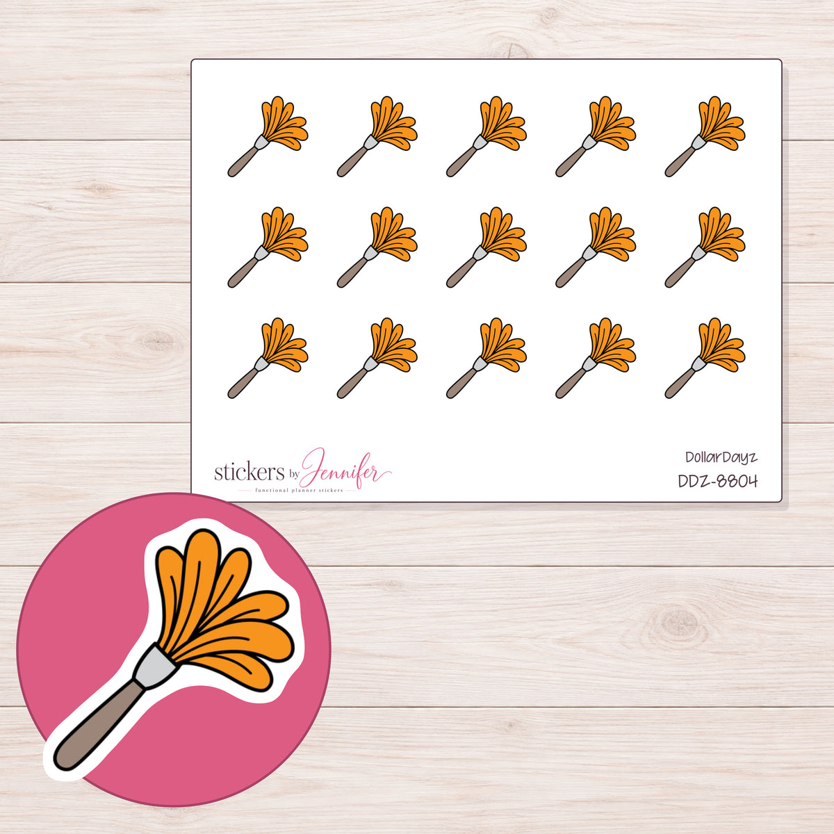 DDZ-8804 planner sticker sheet with enlarged sticker detail