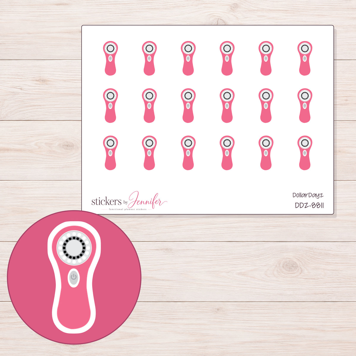 DDZ-8811 planner sticker sheet with enlarged sticker detail