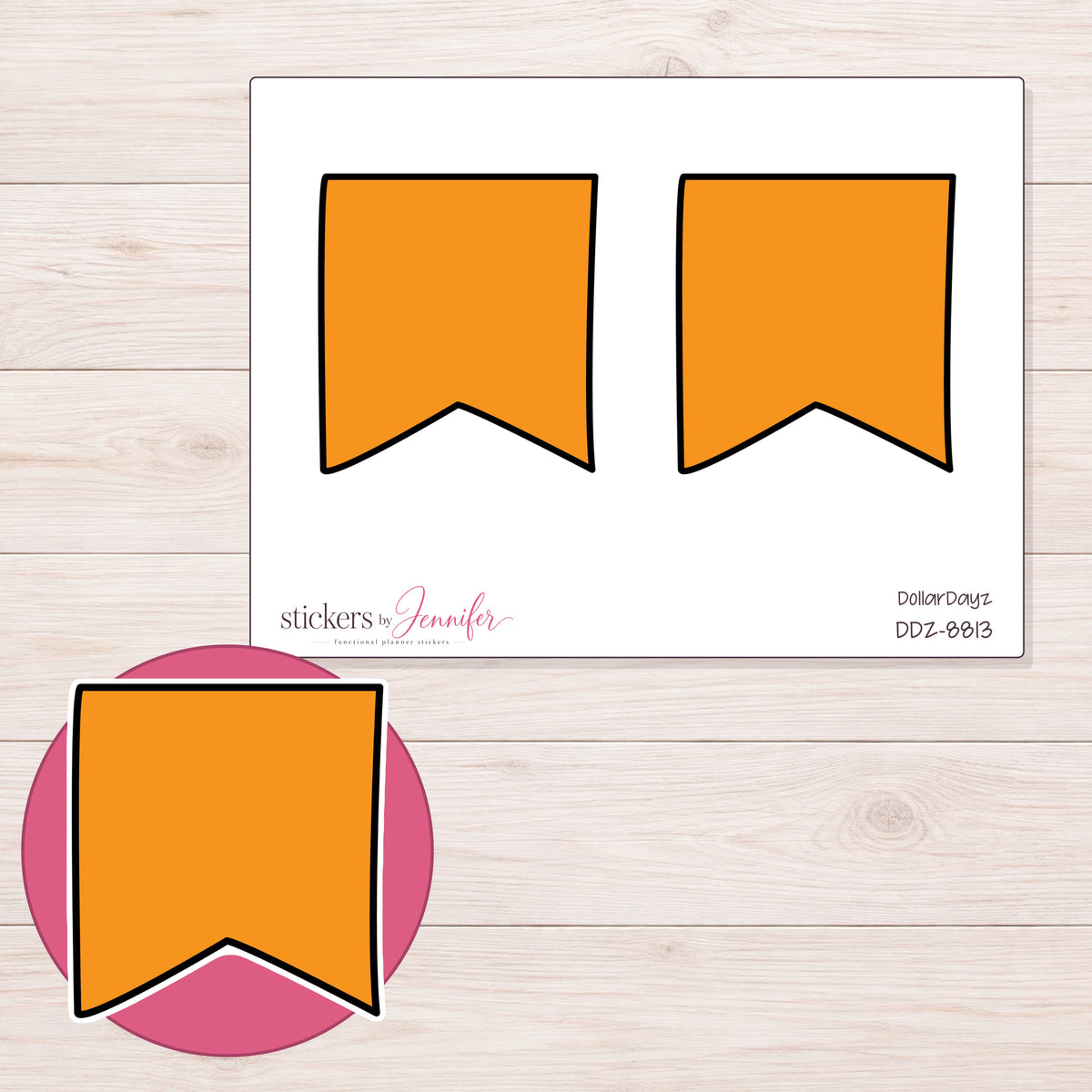 DDZ-8813 planner sticker sheet with enlarged sticker detail