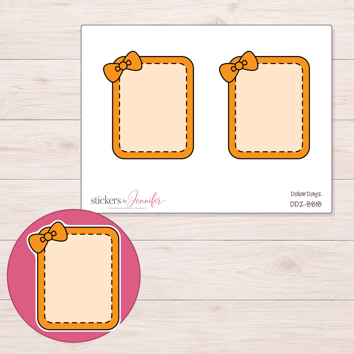 DDZ-8818 planner sticker sheet with enlarged sticker detail