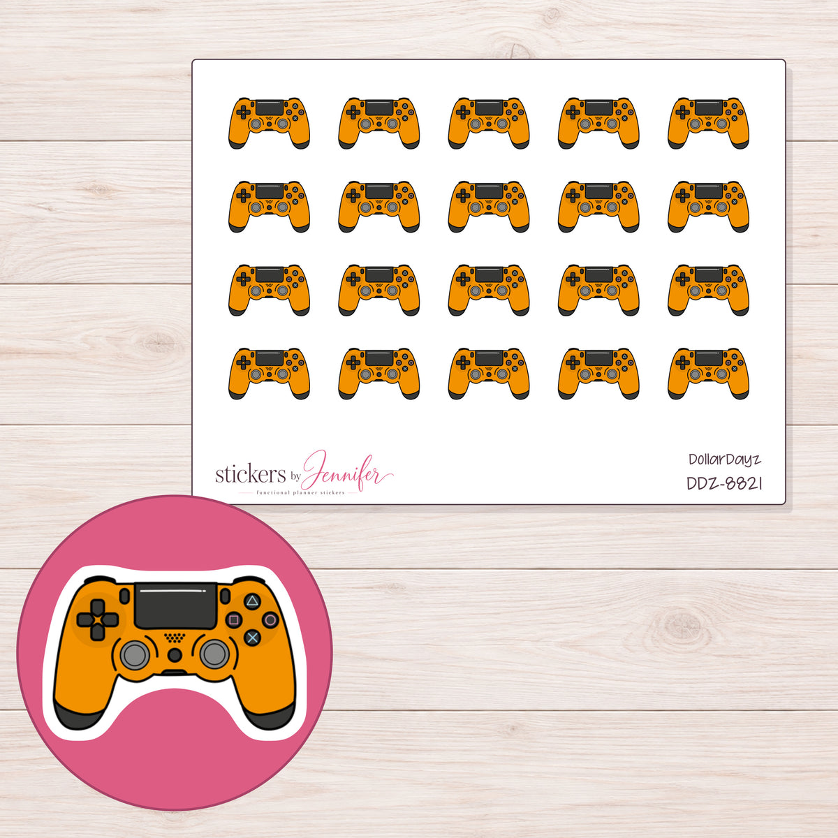 DDZ-8821 planner sticker sheet with enlarged sticker detail
