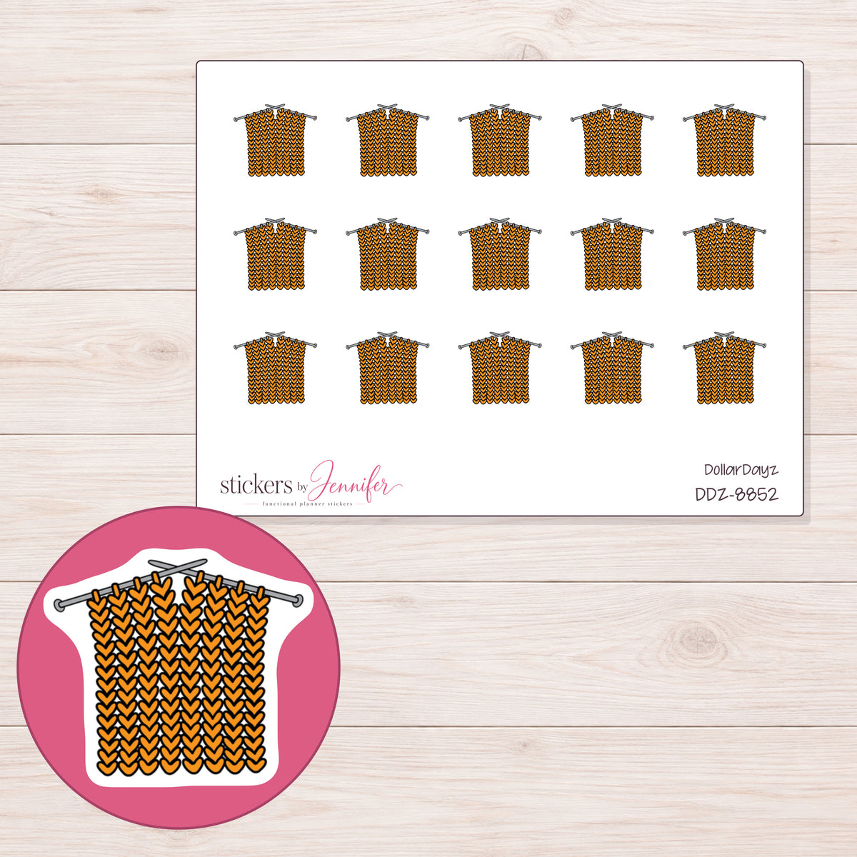 DDZ-8852 planner sticker sheet with enlarged sticker detail