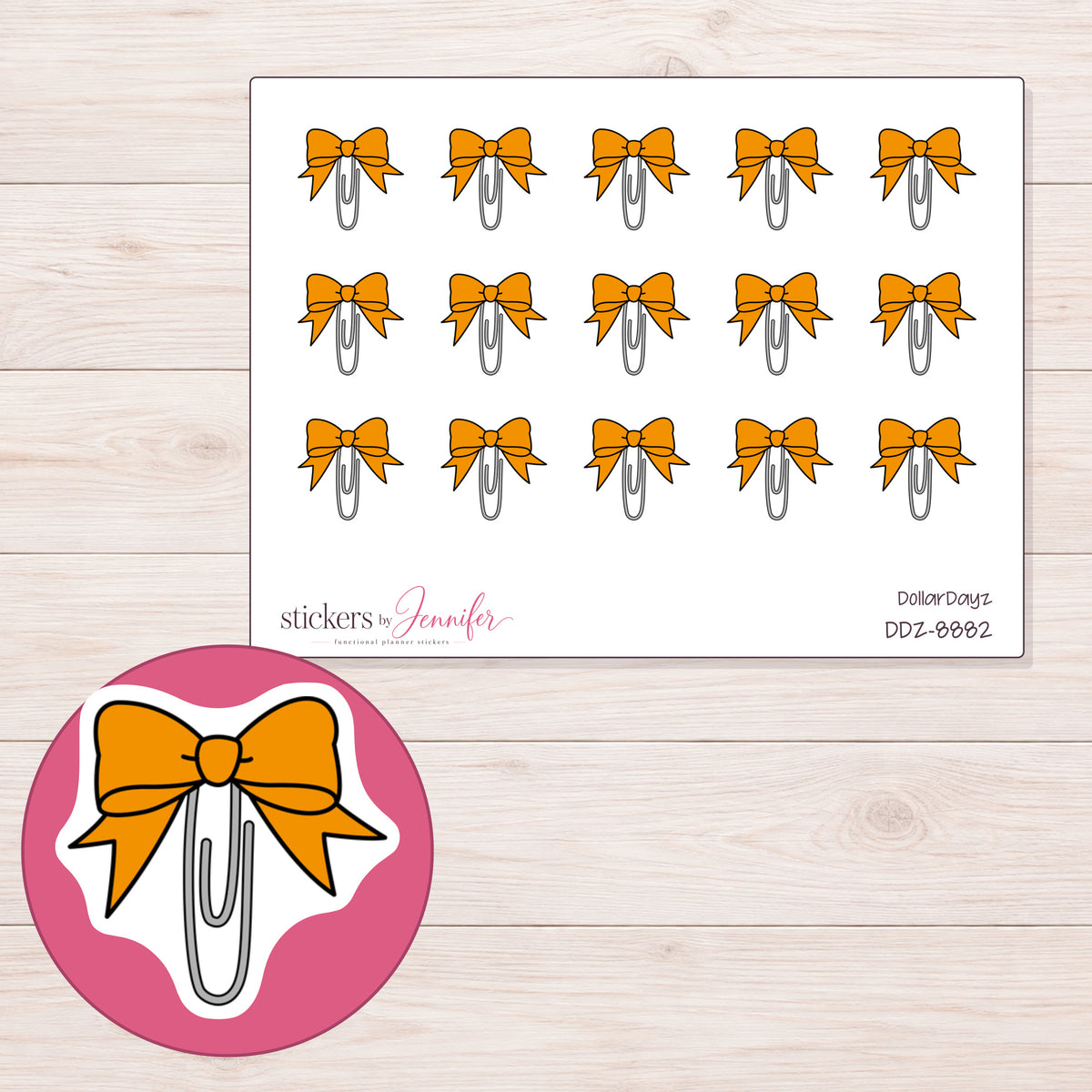DDZ-8882 planner sticker sheet with enlarged sticker detail