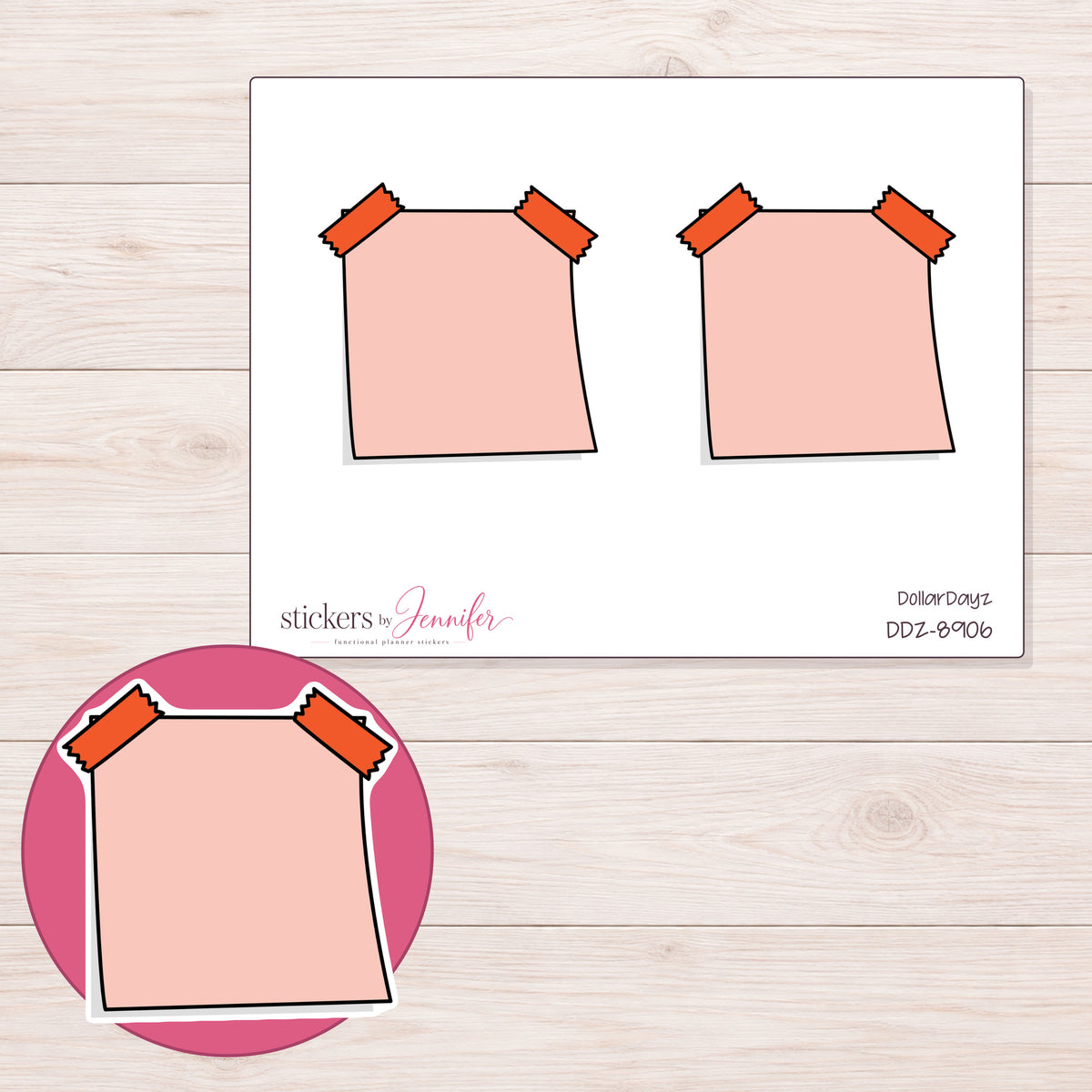 DDZ-8906 planner sticker sheet with enlarged sticker detail