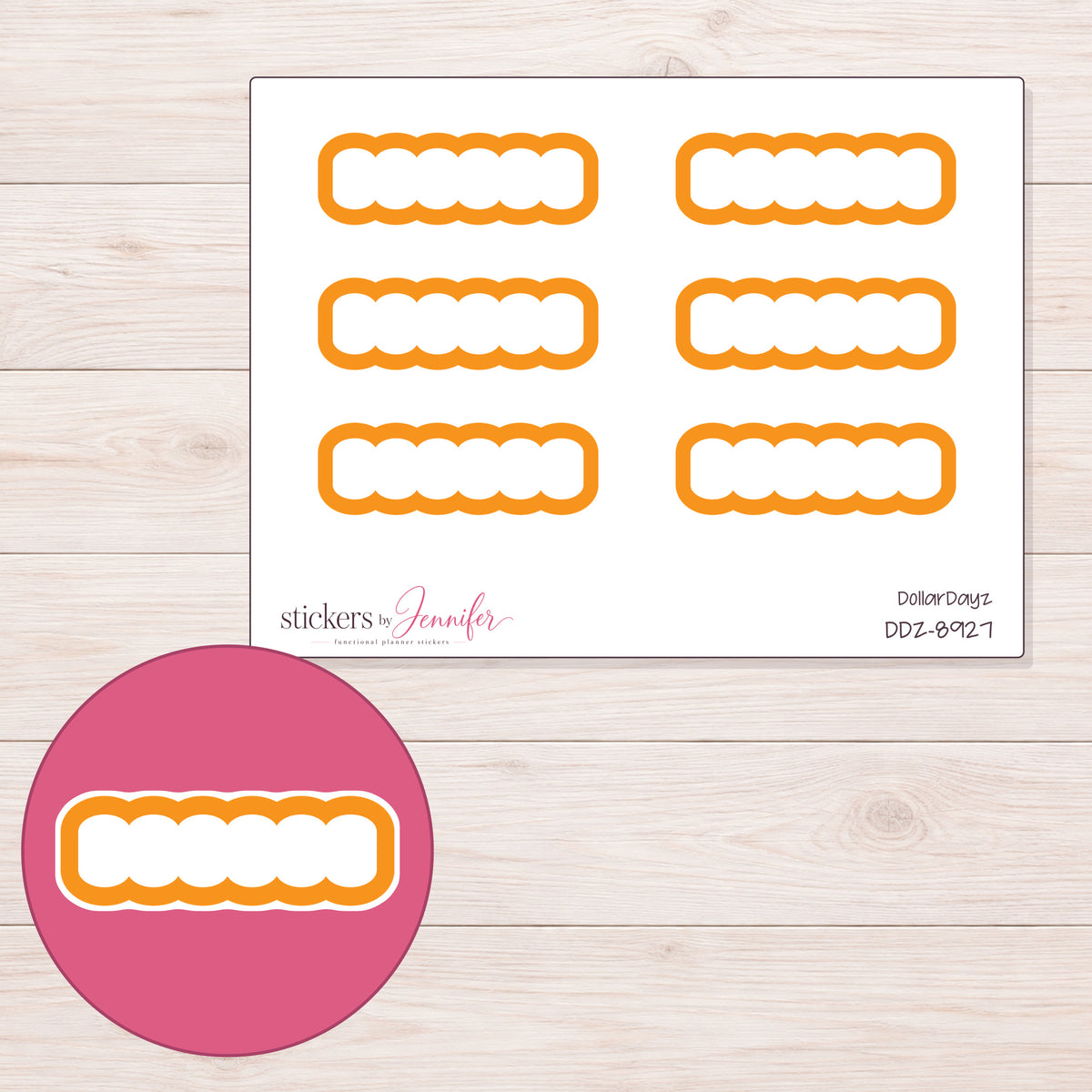 DDZ-8927 planner sticker sheet with enlarged sticker detail