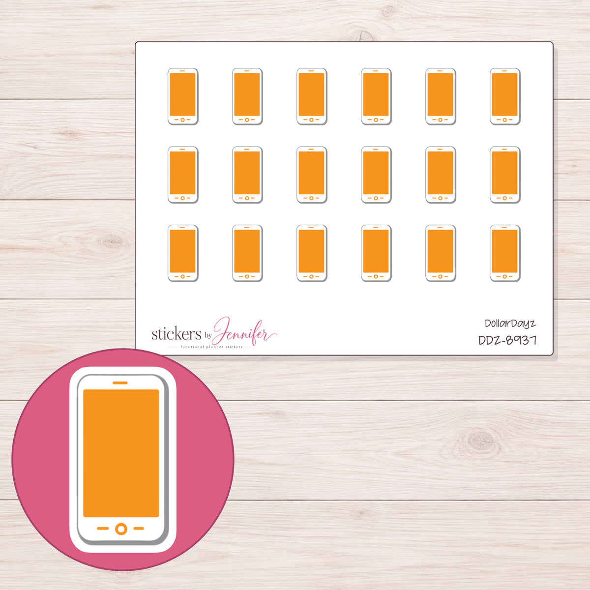 DDZ-8937 planner sticker sheet with enlarged sticker detail