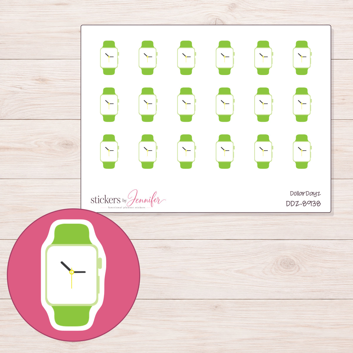 DDZ-8938 planner sticker sheet with enlarged sticker detail